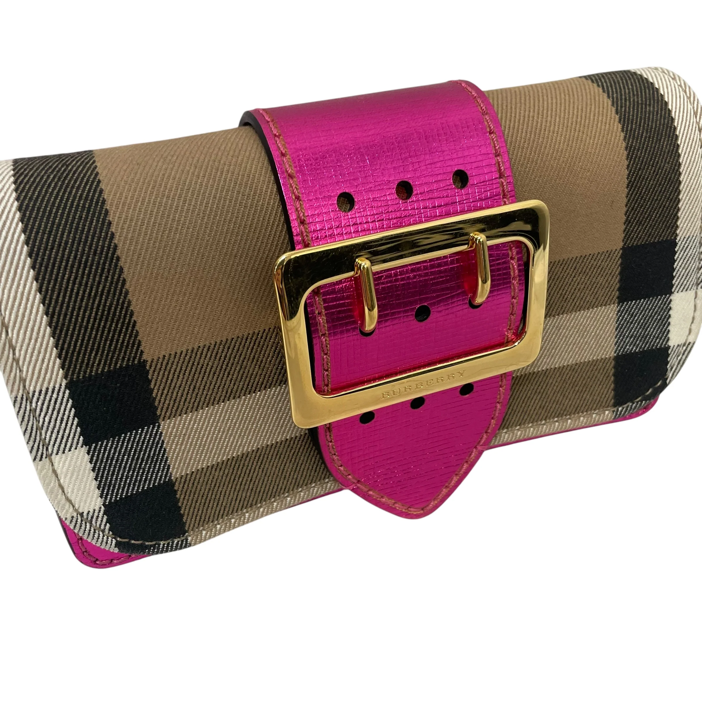 BURBERRY LONDON/Cross Body Bag/Plaid/Leather/MLT/Burberry Buckle House Check