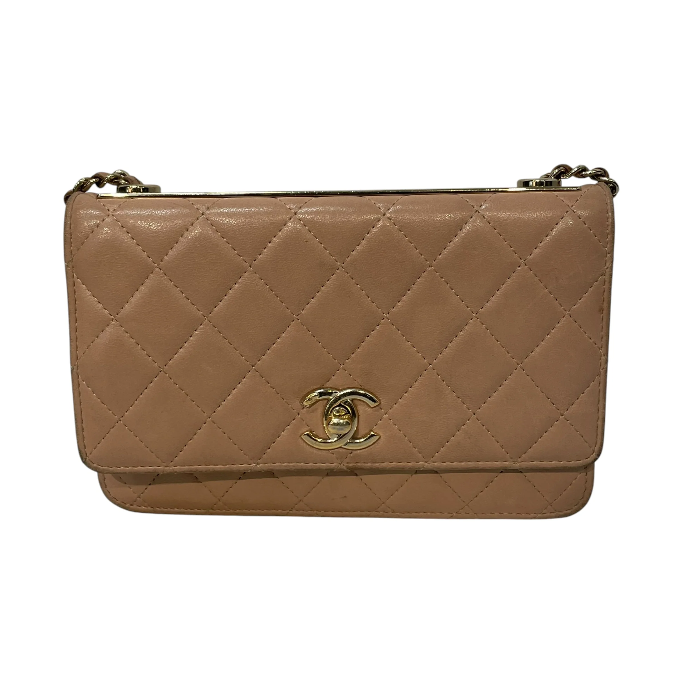 CHANEL/Cross Body Bag/Lambskin/BEG/Trendy CC Quilted