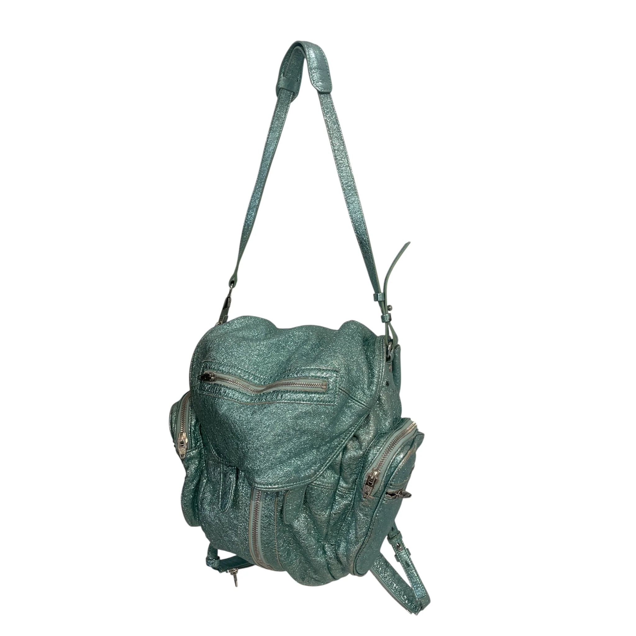 Alexander Wang/Backpack/Glitter/Leather/BLU/METALLIC BACKPACK