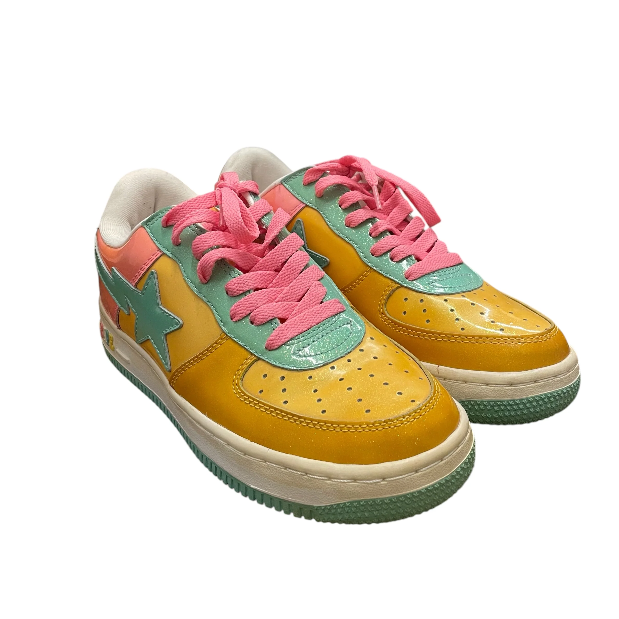 BAPE STA!/Low-Sneakers/US 8/MLT/GLITTER ORN/MINT/PINK