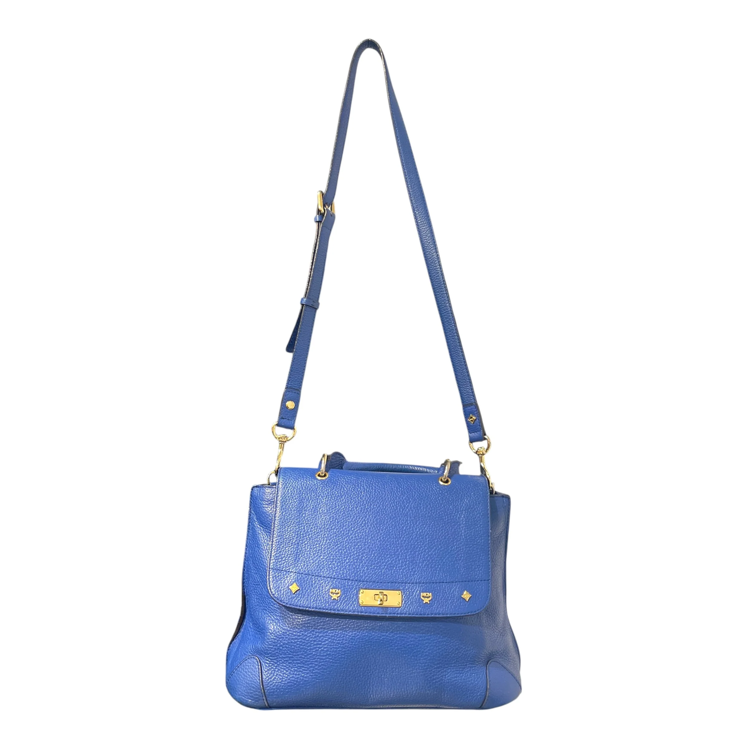 MCM/Clutch Bag/Leather/BLU/Leather handle bag Sky blue