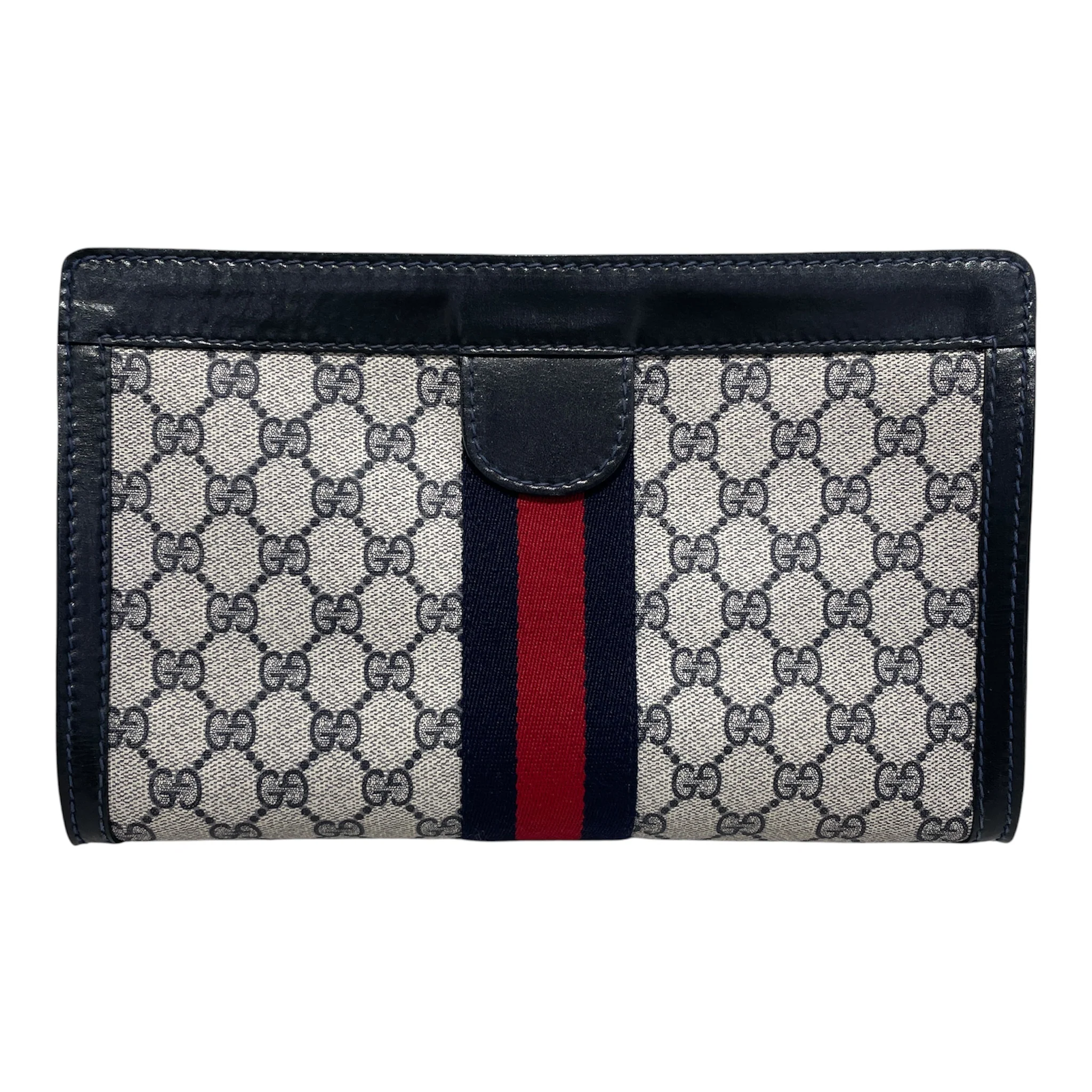 GUCCI/Pouch/Monogram/Leather/NVY/Vintage Ophidia Sherry Line