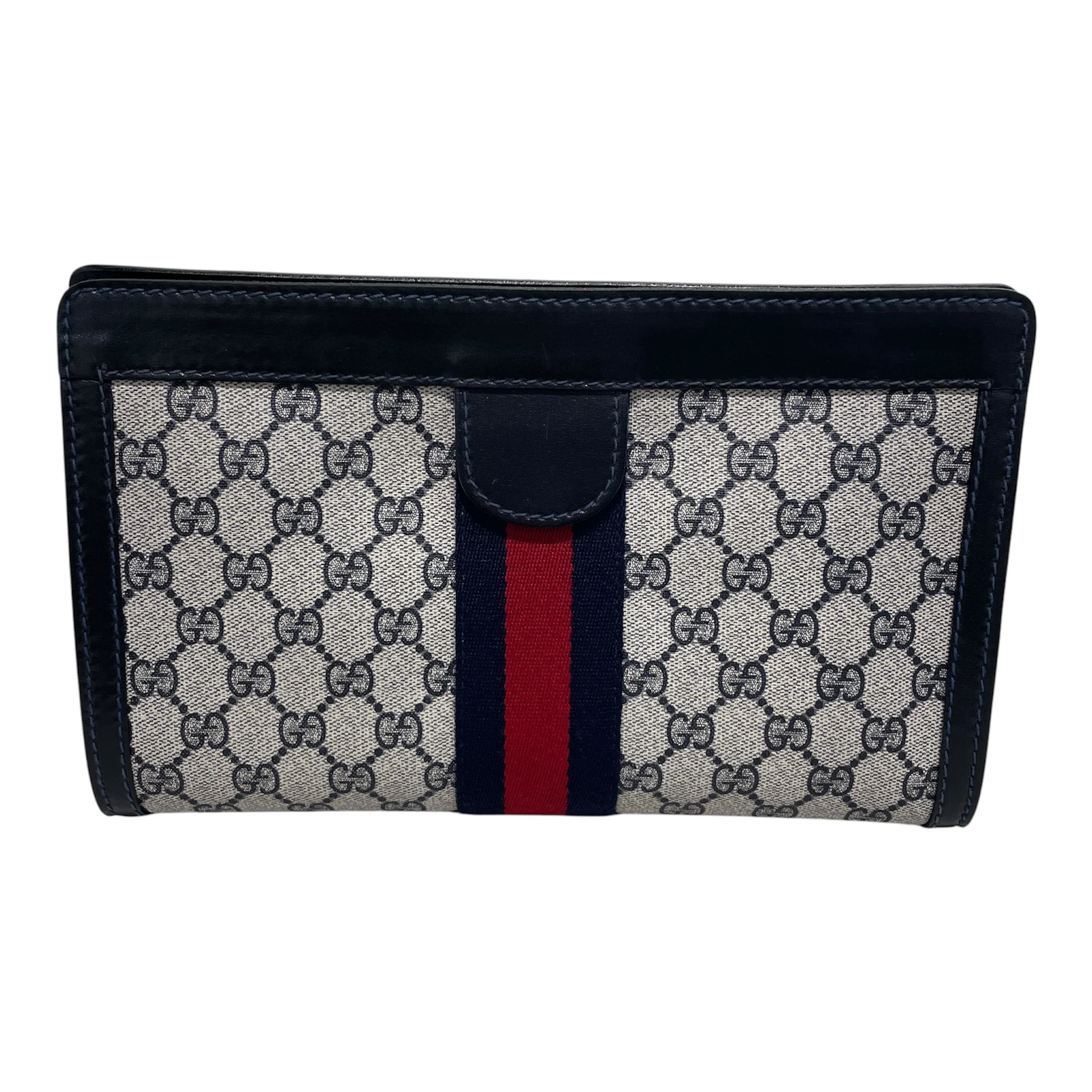 GUCCI/Pouch/Monogram/Leather/NVY/Vintage Ophidia Sherry Line