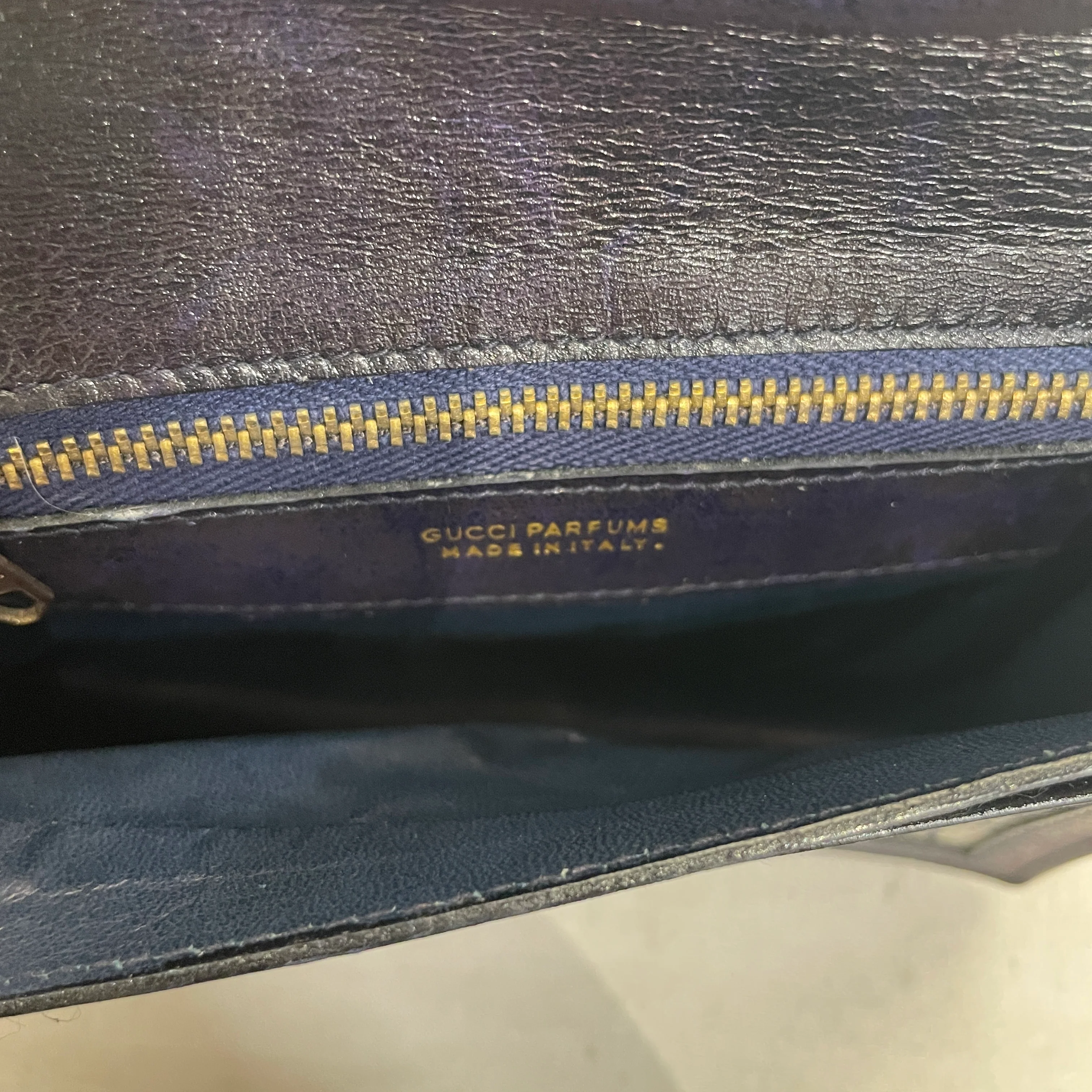 GUCCI/Pouch/Monogram/Leather/NVY/Vintage Parfums Sherry Line