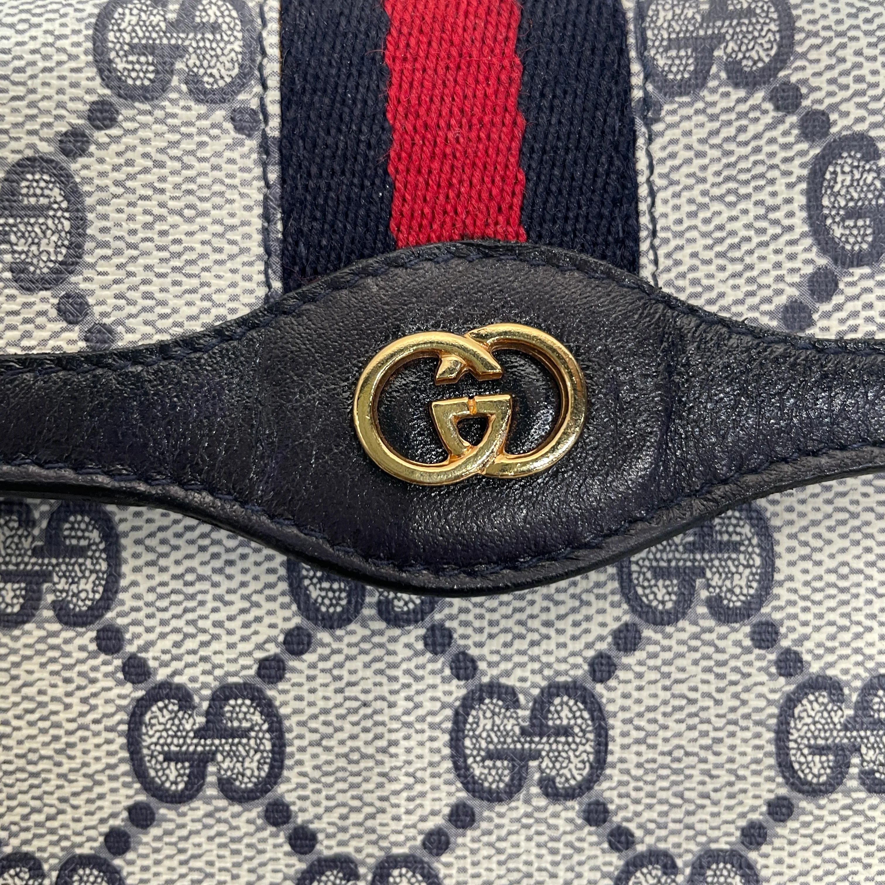 GUCCI/Pouch/Monogram/Leather/NVY/Vintage Parfums Sherry Line