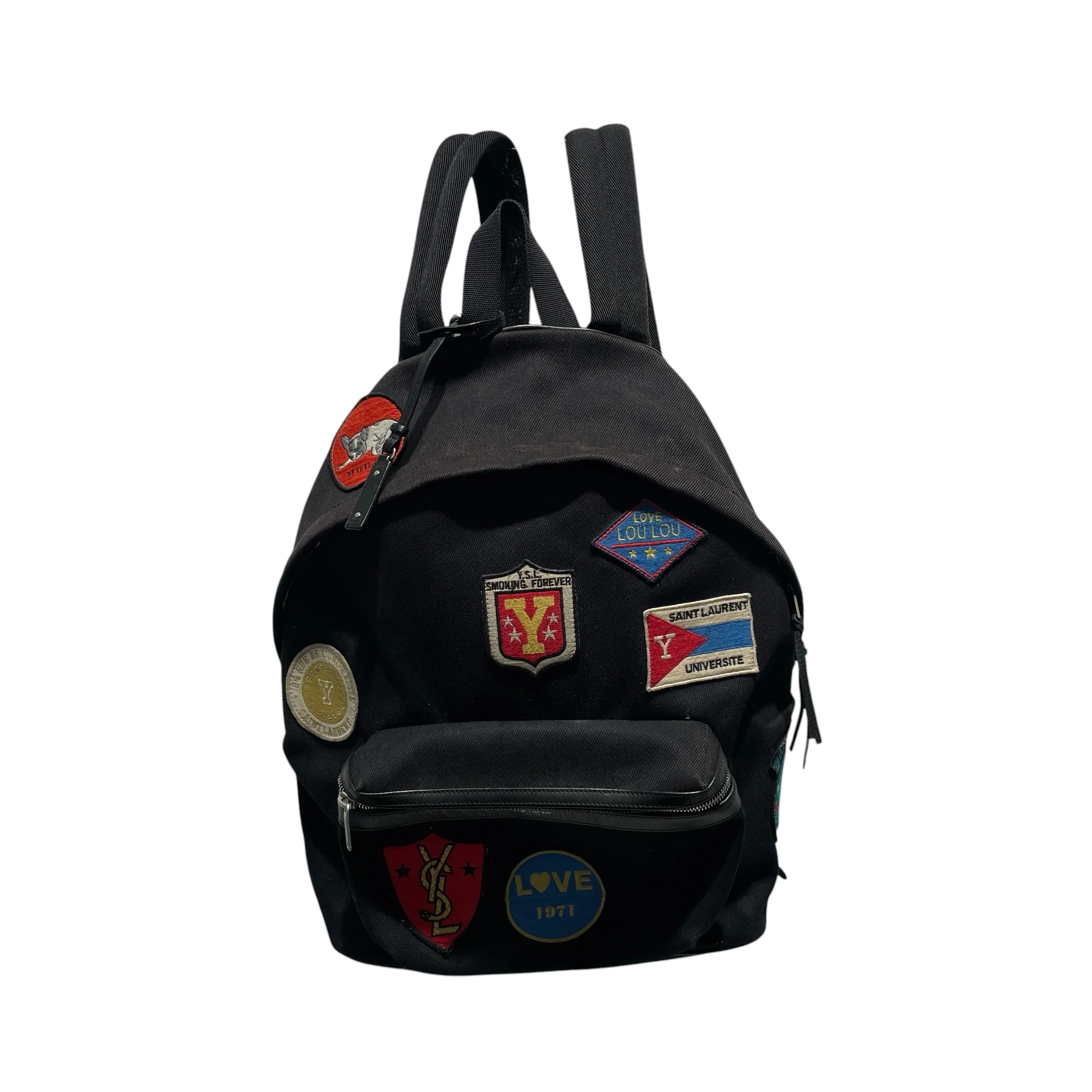 YVES SAINT LAURENT/Backpack/Cotton/BLK/YSL PATCH WORK BACKPACK