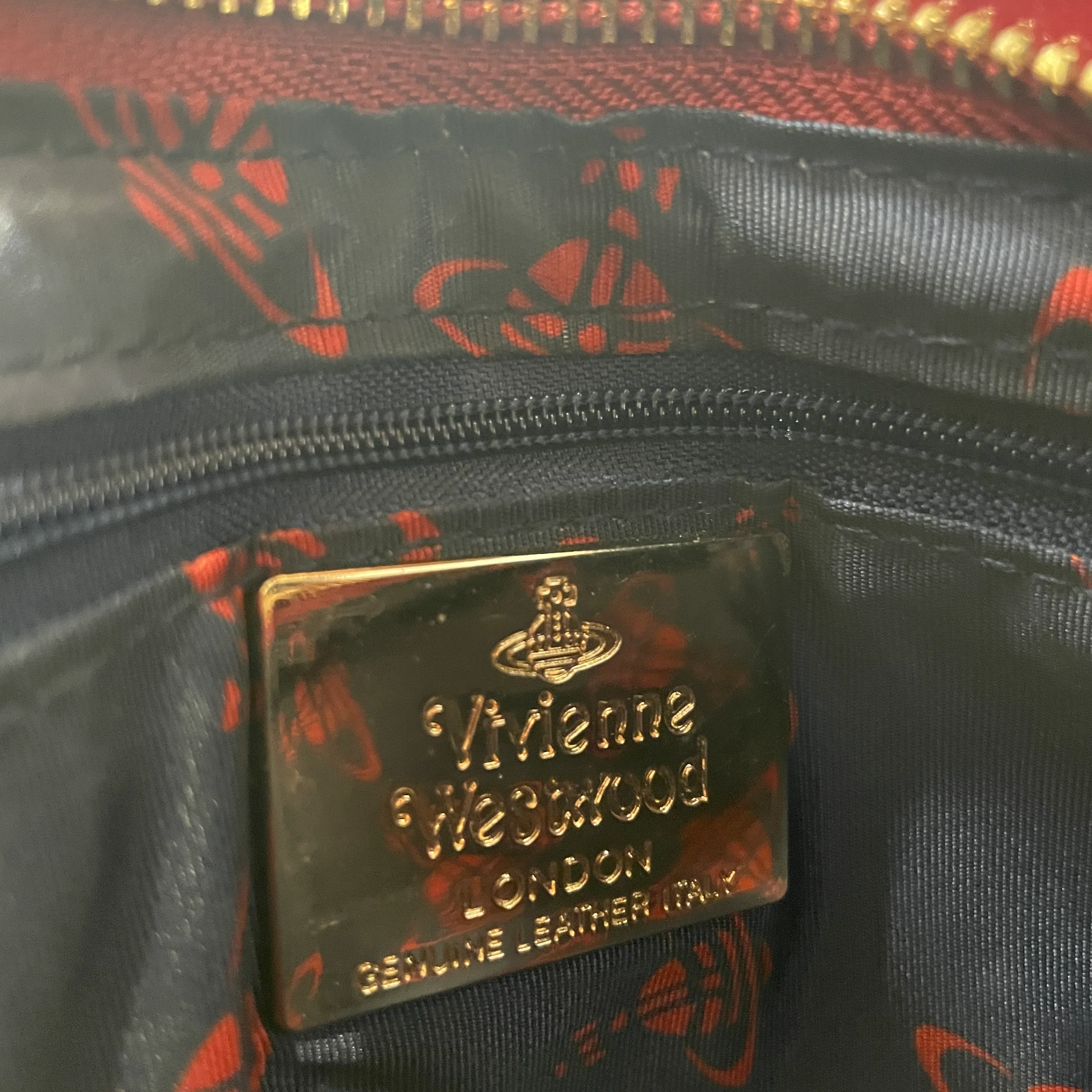 Vivienne Westwood/Hand Bag/Leather/RED/heart gold chain