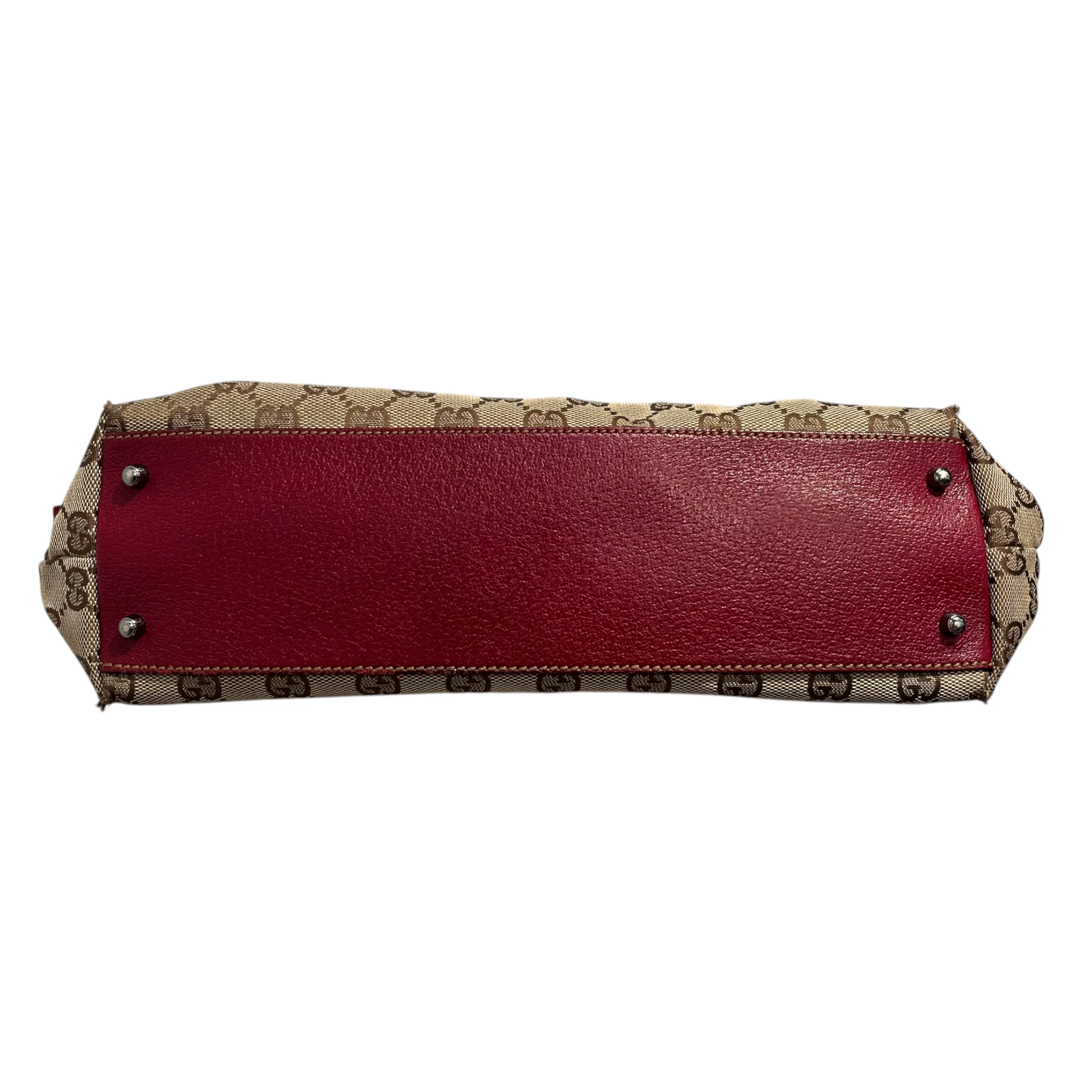 GUCCI/Hand Bag/Monogram/Cotton/BRW/VINTAGE/ RED HANDLE 113009