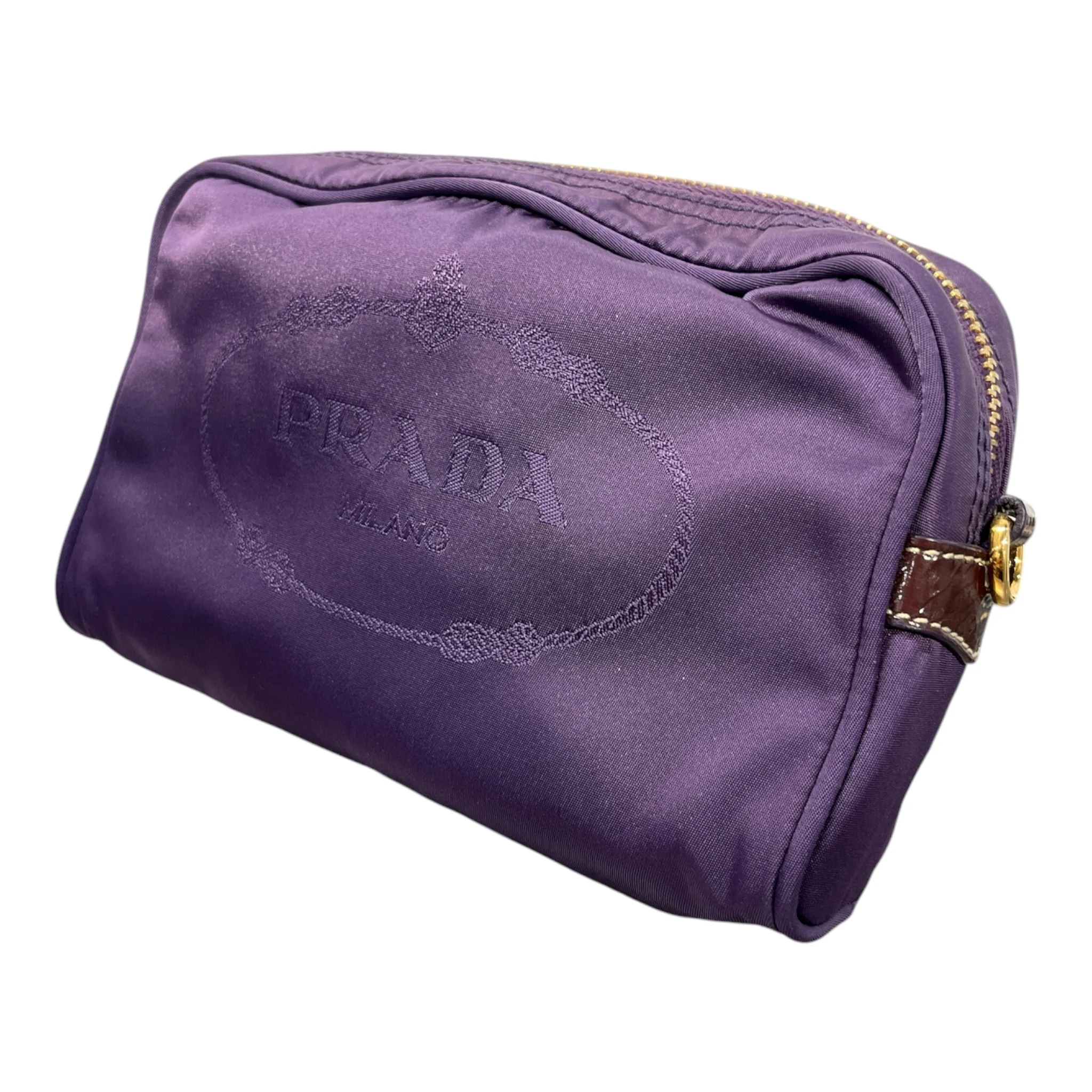 PRADA/Pouch/Nylon/PPL/PURPLE POUCH GOLD HARDWARE
