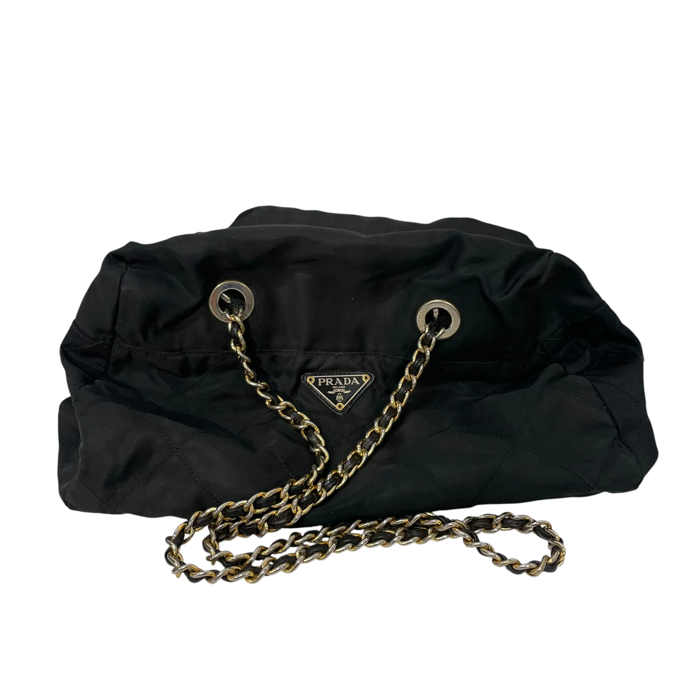 PRADA/Pouch/Nylon/BLK/tessuto quilted chain