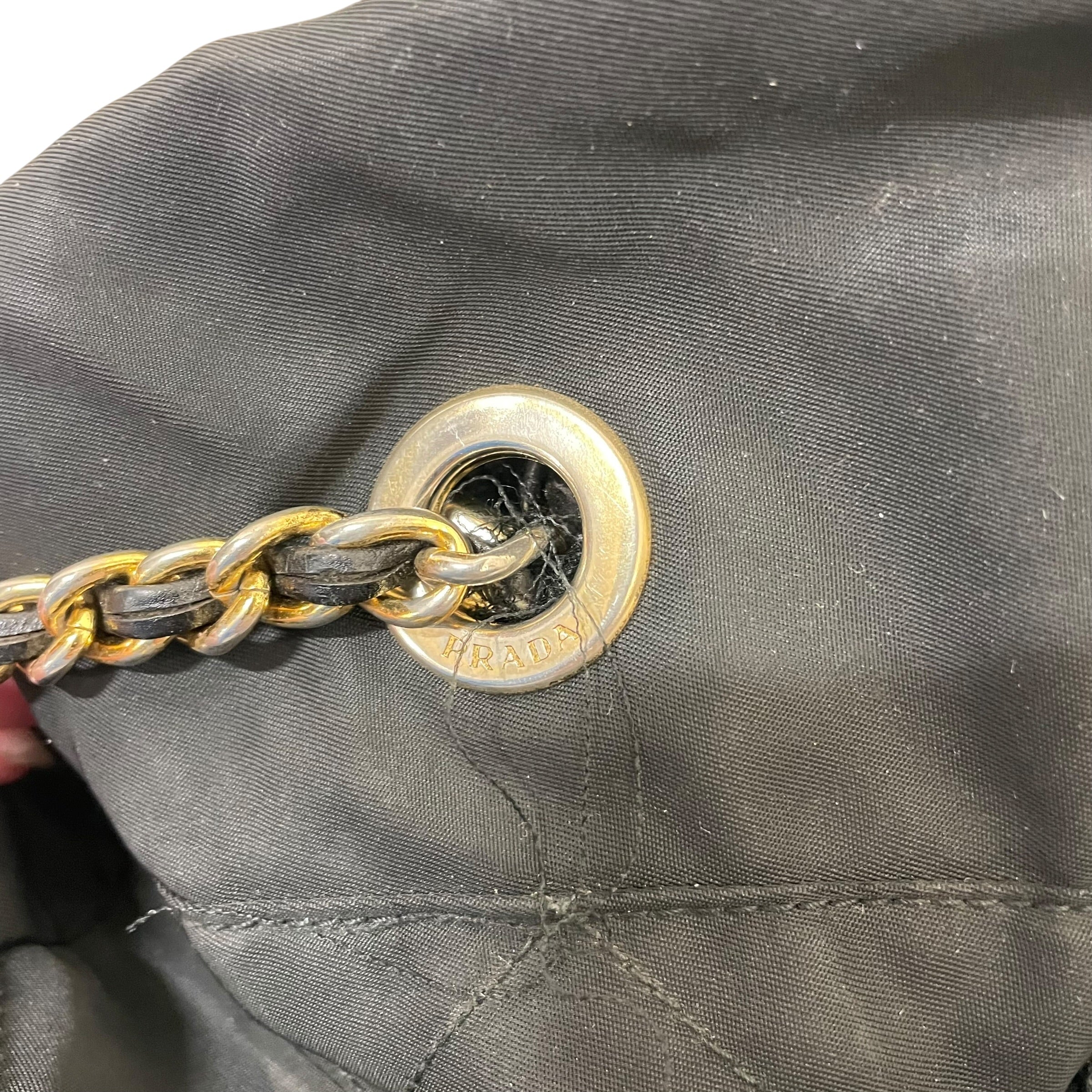 PRADA/Pouch/Nylon/BLK/tessuto quilted chain