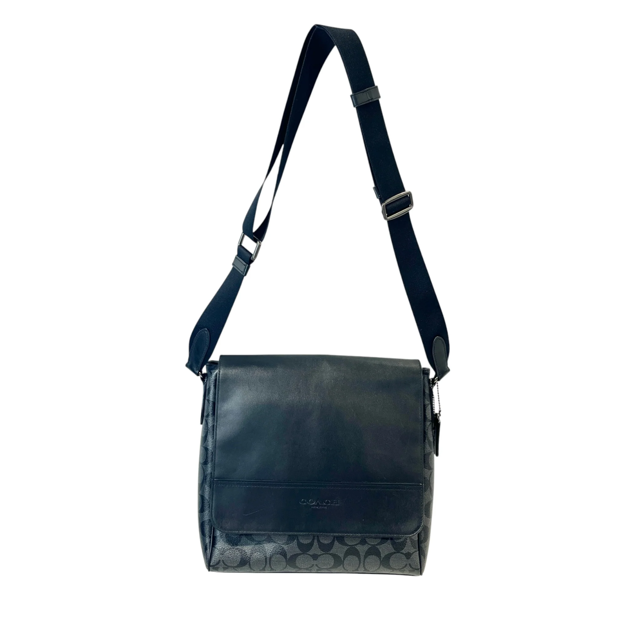 COACH/Cross Body Bag/Hombre Check/Leather/BLK/HOUSTON MAP BAG