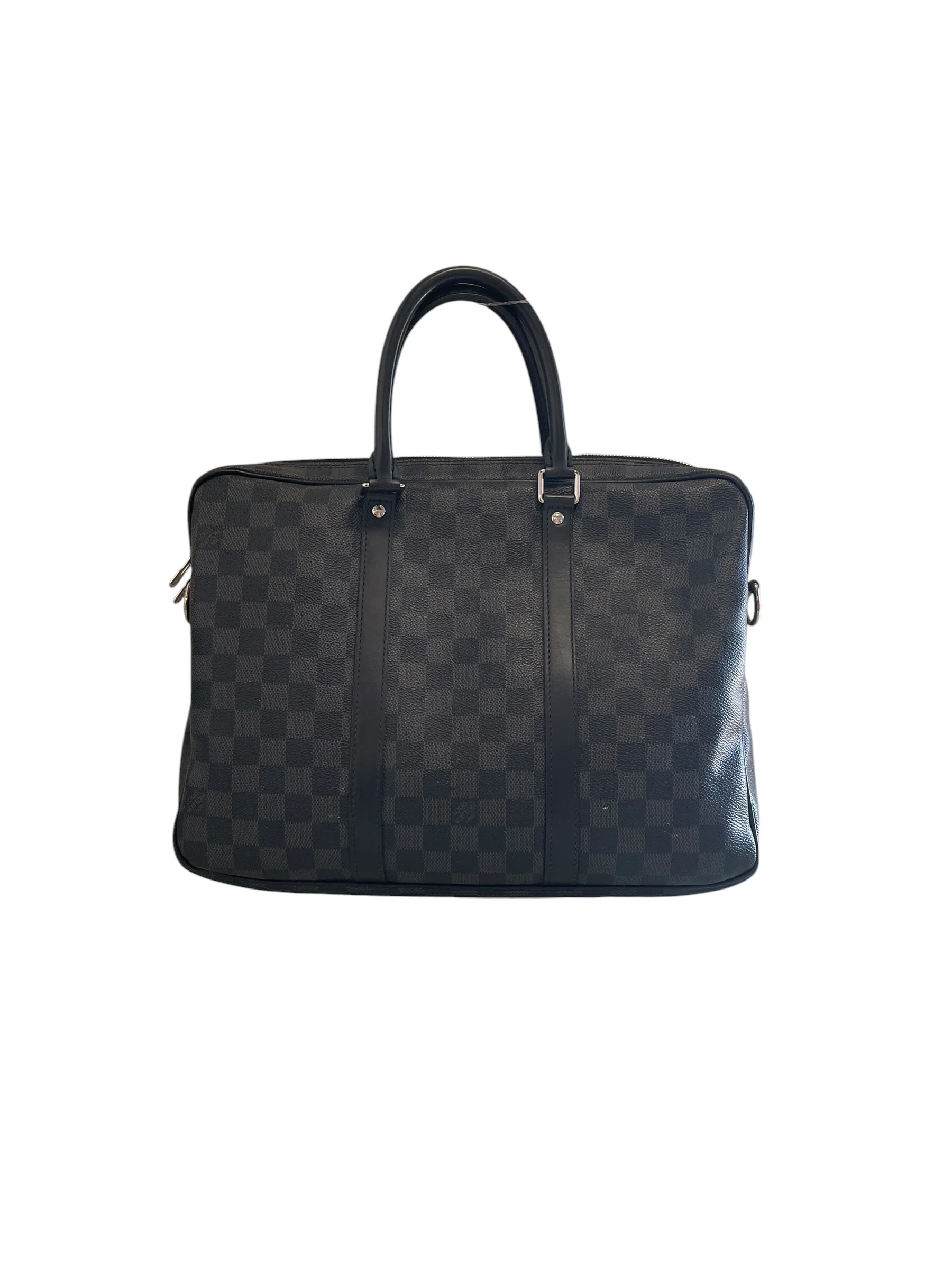 LOUIS VUITTON/Briefcase/Leather/BLK/PORTE VOYAGE/ DAMIER EBENE