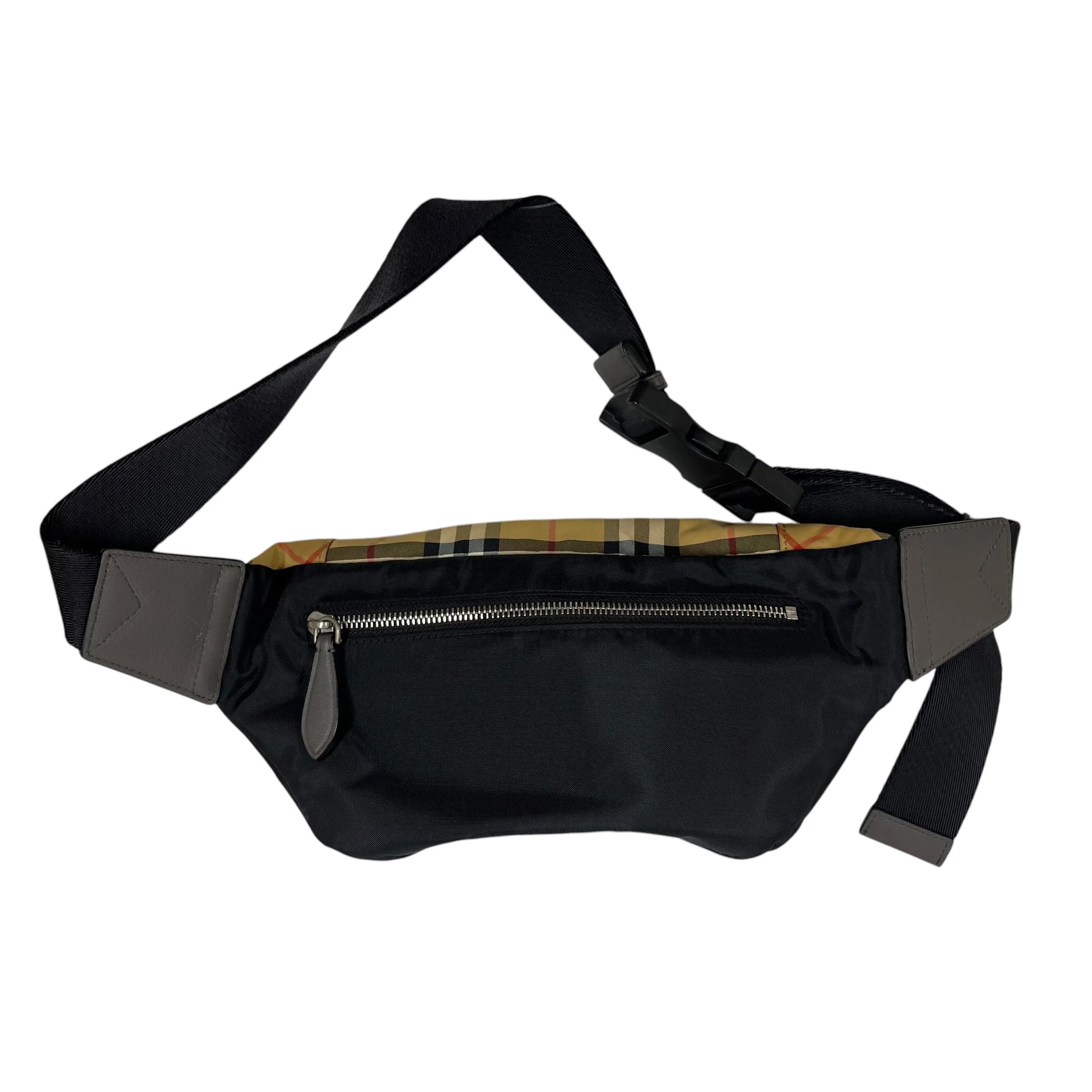 BURBERRY/Fanny Pack/Plaid/BLK/Check Plaid Nylon Waist Bag
