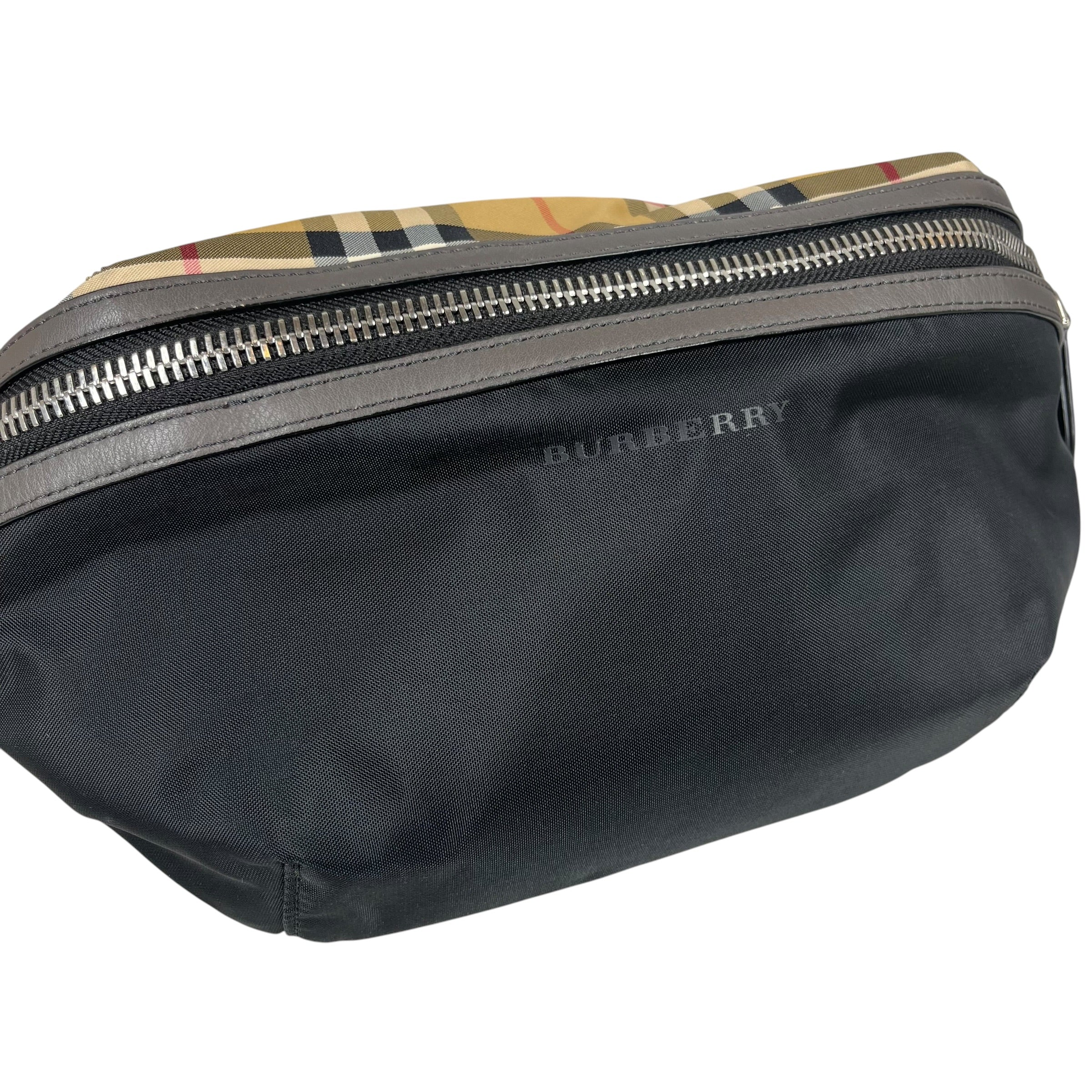 BURBERRY/Fanny Pack/Plaid/BLK/Check Plaid Nylon Waist Bag