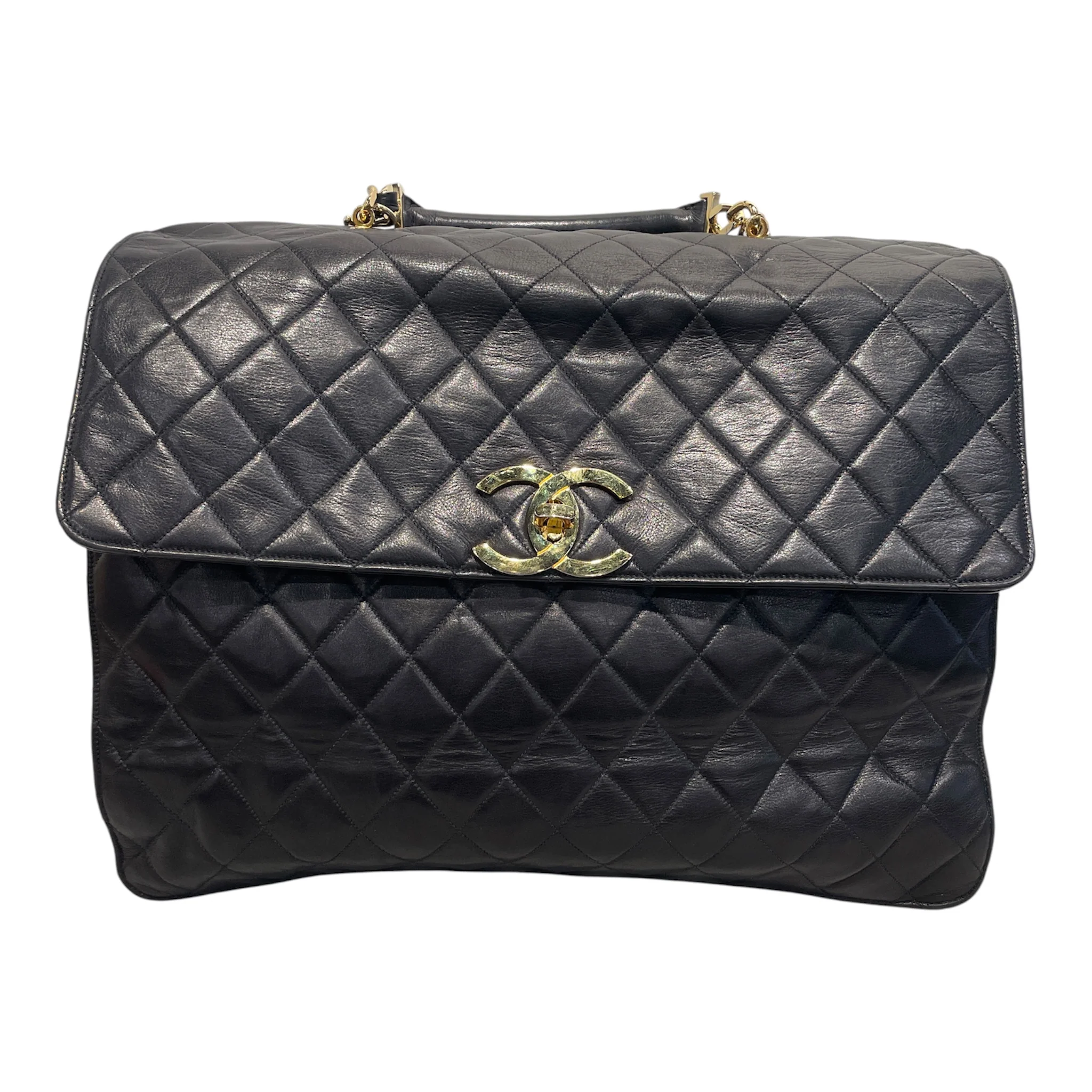 CHANEL/Briefcase/Lambskin/BLK/Quilted CC Briefca