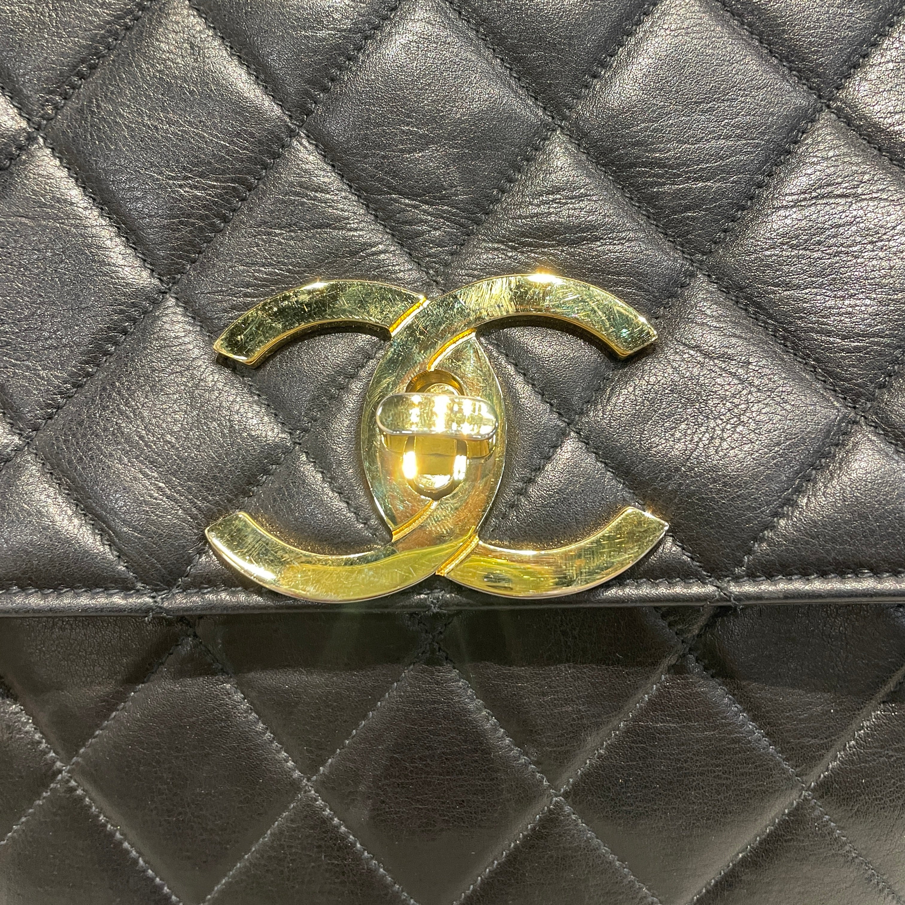 CHANEL/Briefcase/Lambskin/BLK/Quilted CC Briefca