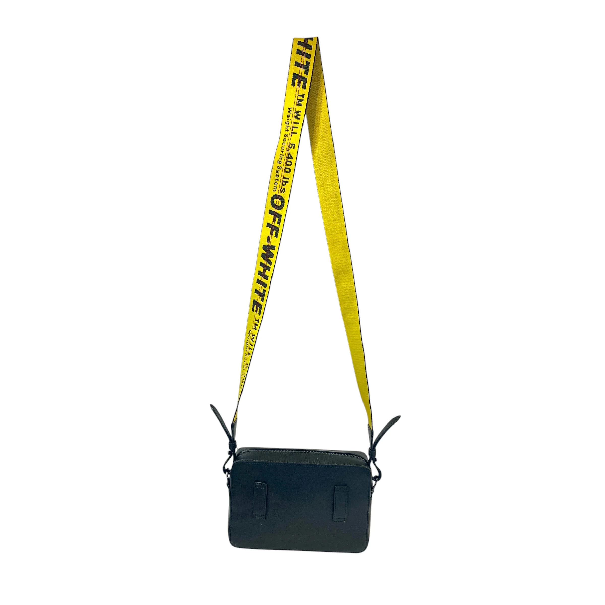 OFF-WHITE/Cross Body Bag/Stripe/Leather/BLK/SAFFIANO MINI DIAG