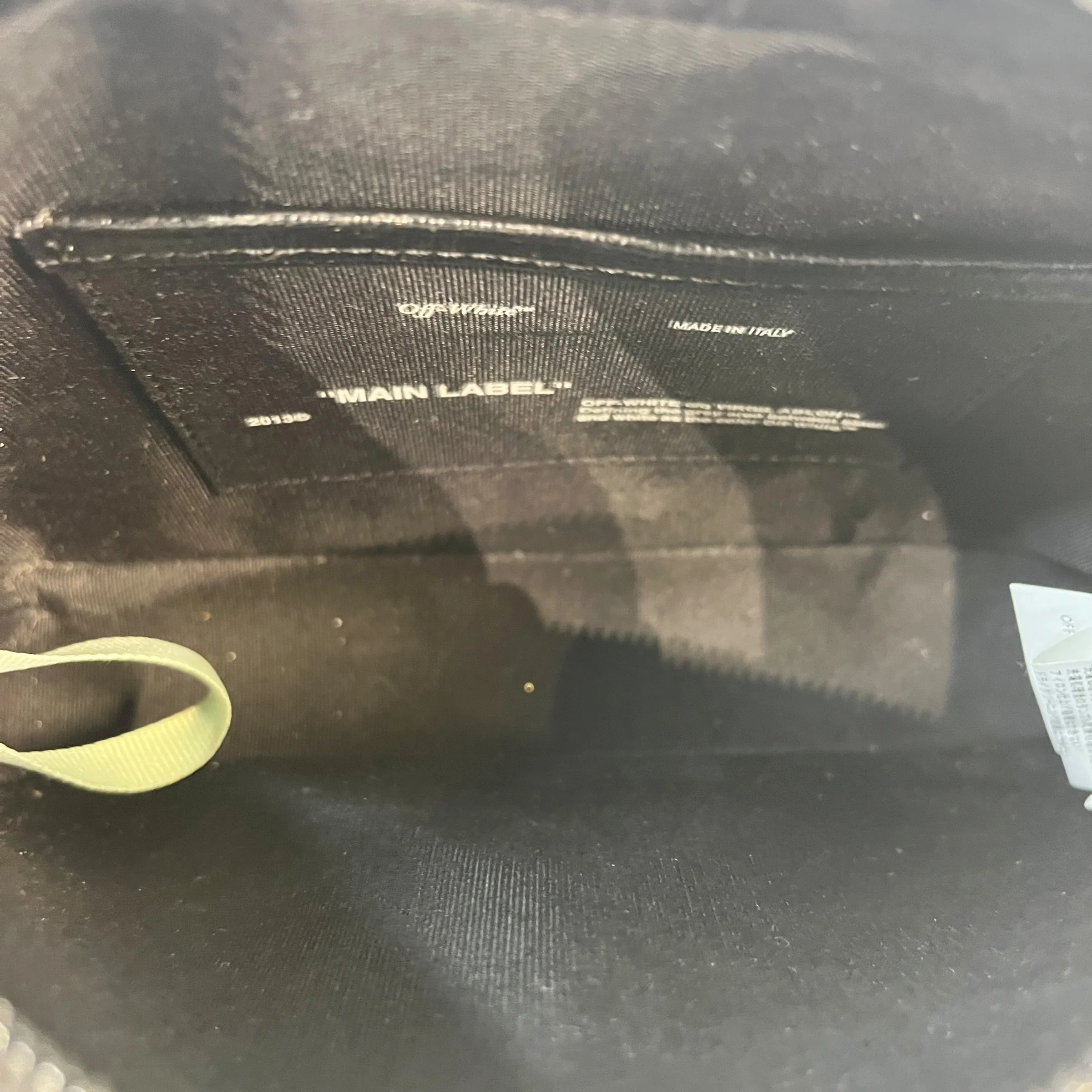 OFF-WHITE/Cross Body Bag/Stripe/Leather/BLK/SAFFIANO MINI DIAG