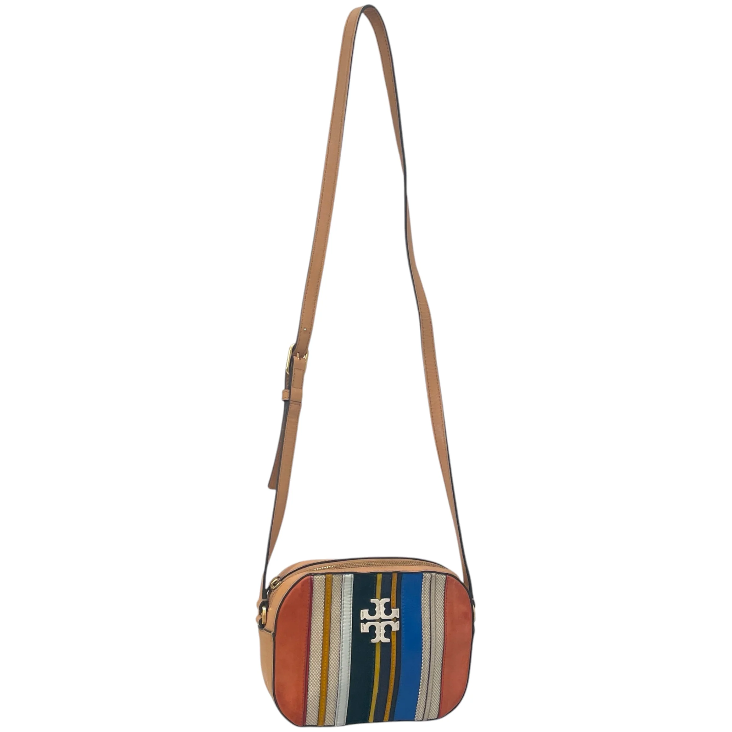 TORY BURCH/Cross Body Bag/Stripe/Leather/MLT/MCGRAW STIPE CAMERA BAG