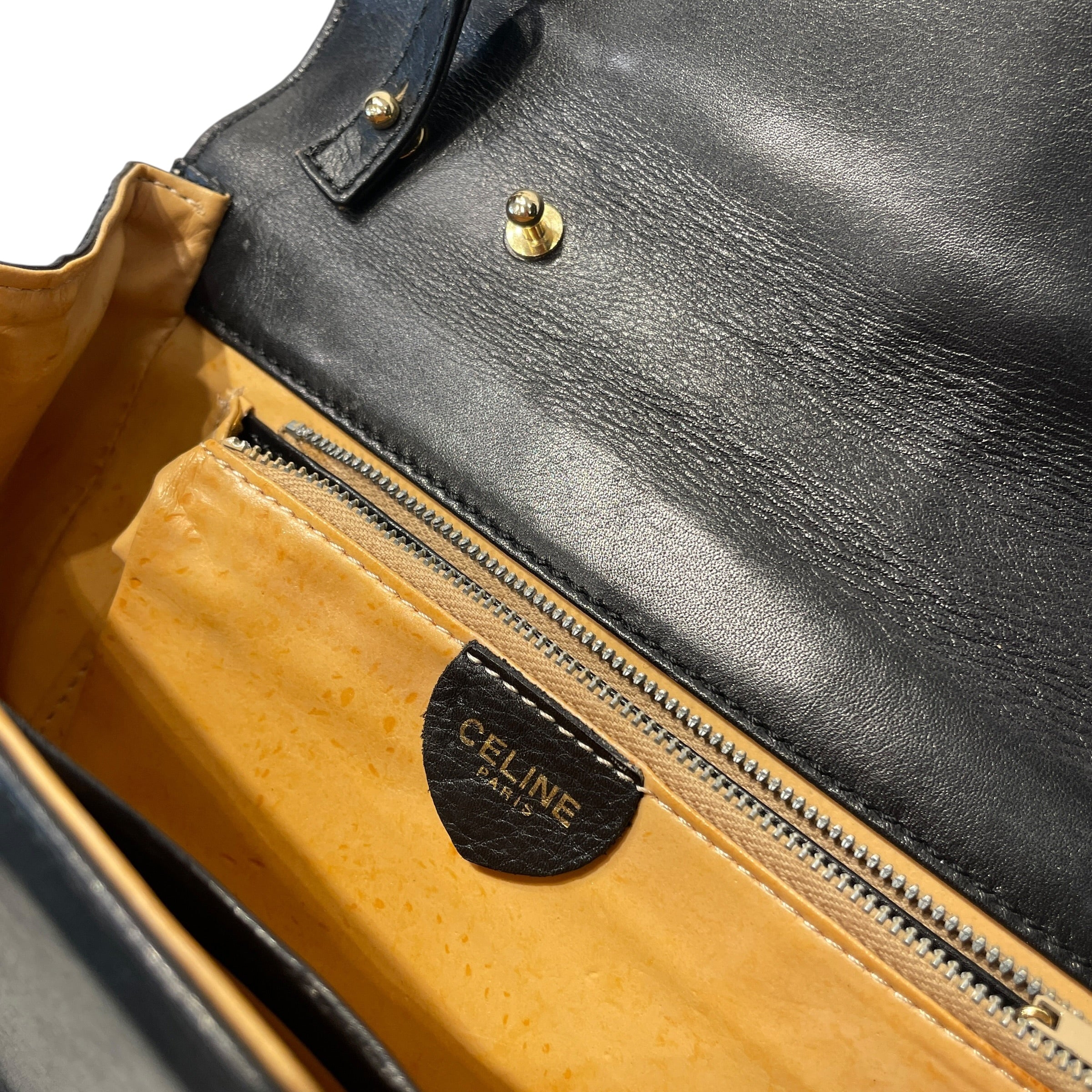CELINE/Cross Body Bag/Leather/BLK/gold horsebit/detachable chain