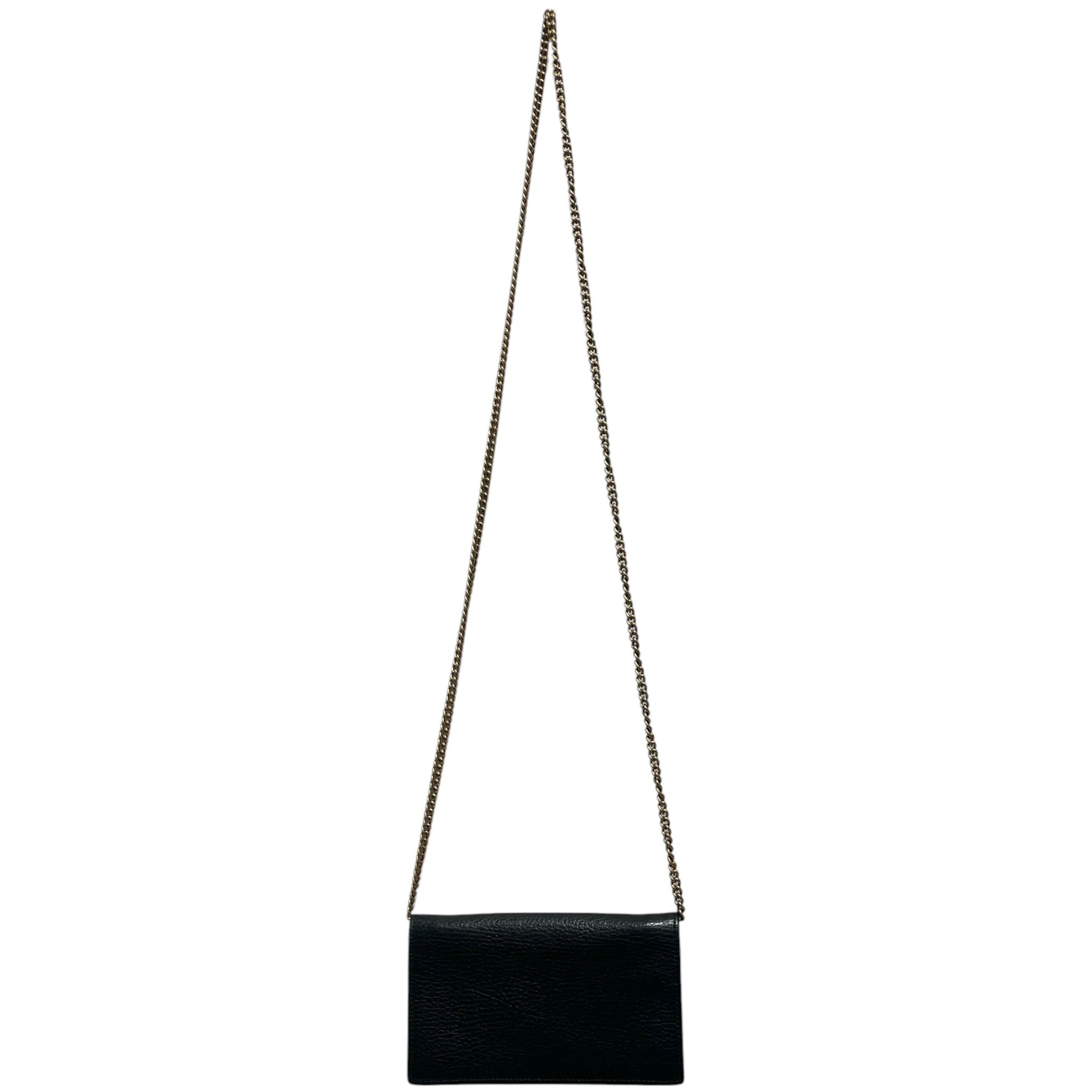 GUCCI/Cross Body Bag/Leather/BLK/Bow Wallet On Chain
