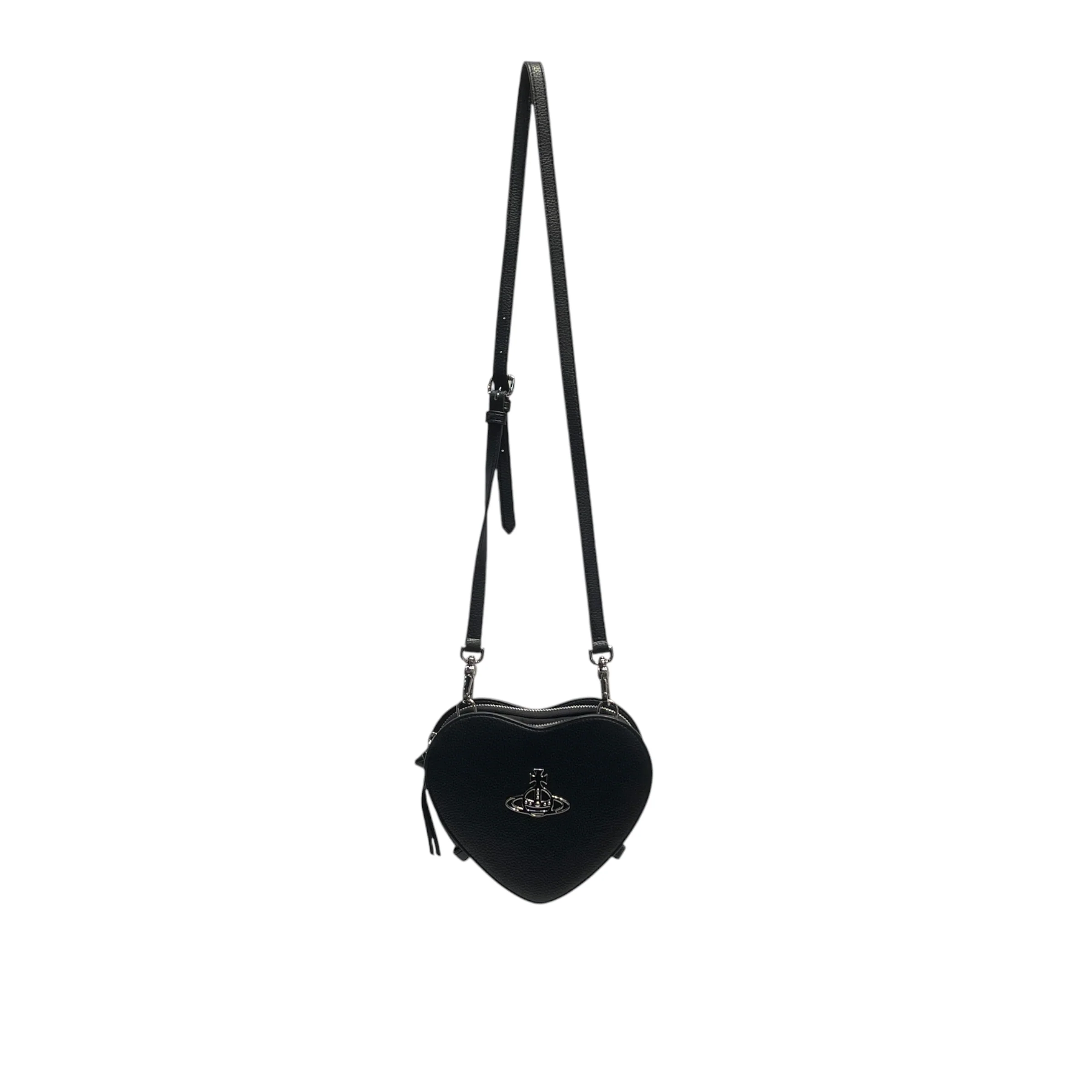 Vivienne Westwood/Cross Body Bag/Leather/BLK/heart shaped bag silver logo