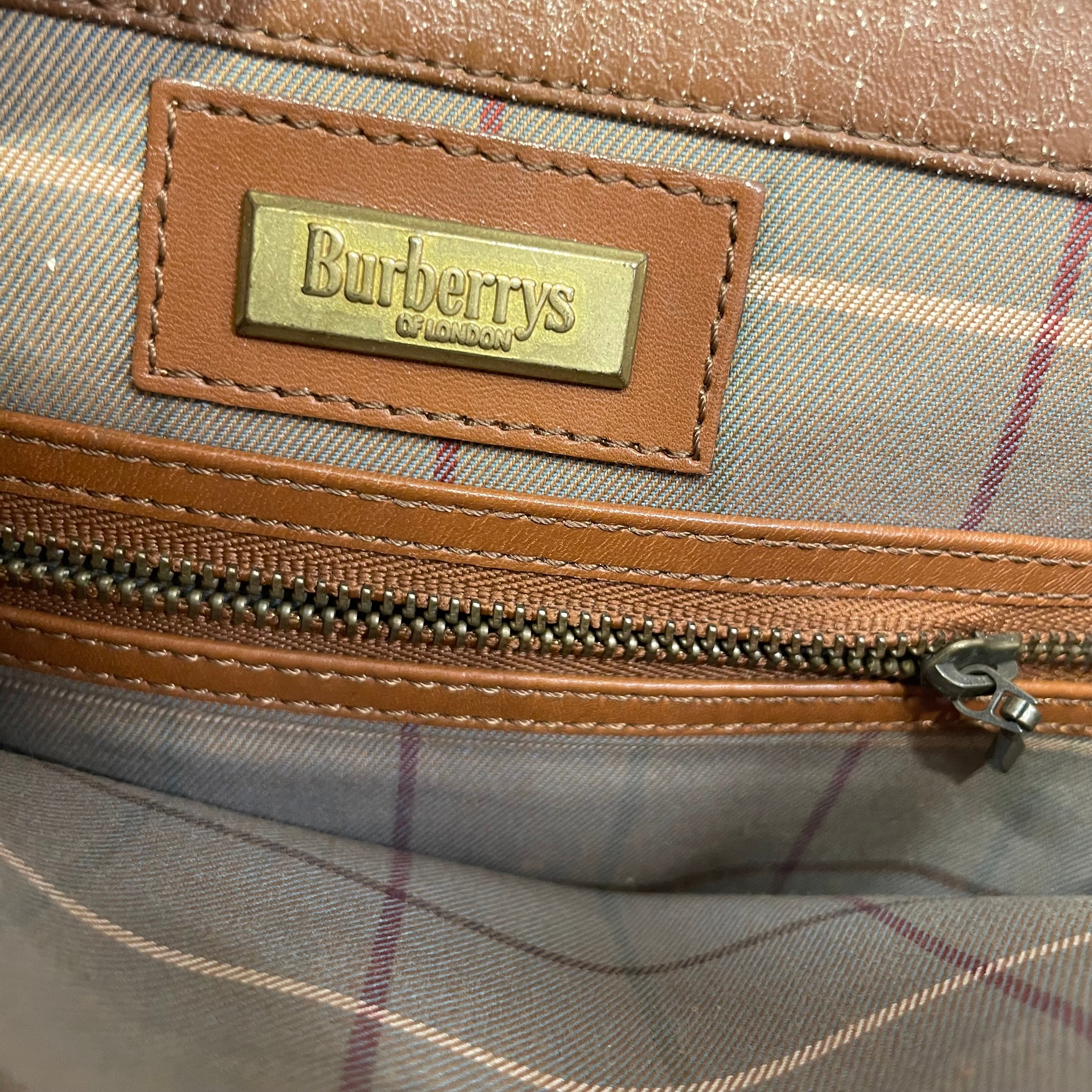 BURBERRYS/Bag/Leather/BRW/VINTAGE LIGHT BRW/GREY PLAID