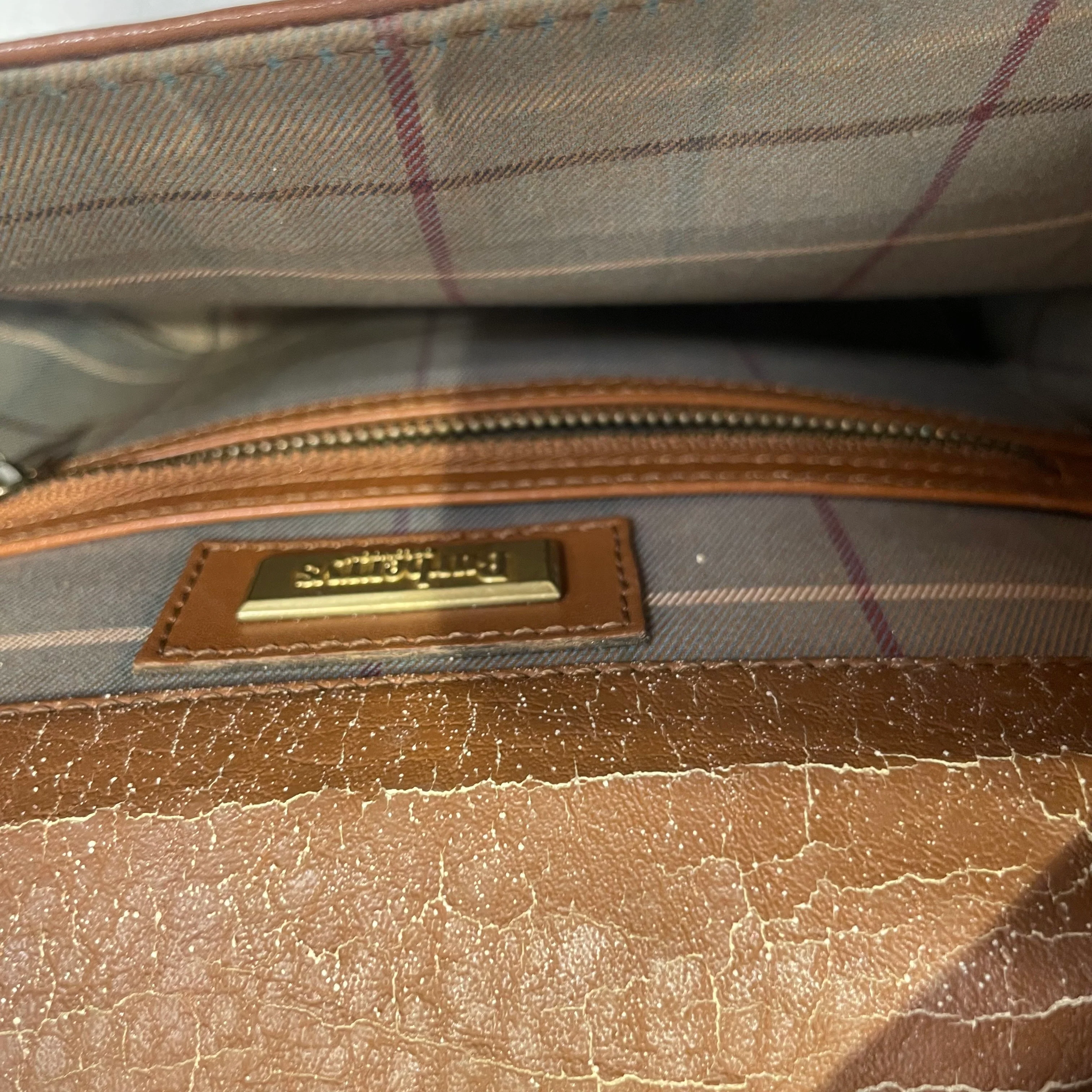 BURBERRYS/Bag/Leather/BRW/VINTAGE LIGHT BRW/GREY PLAID