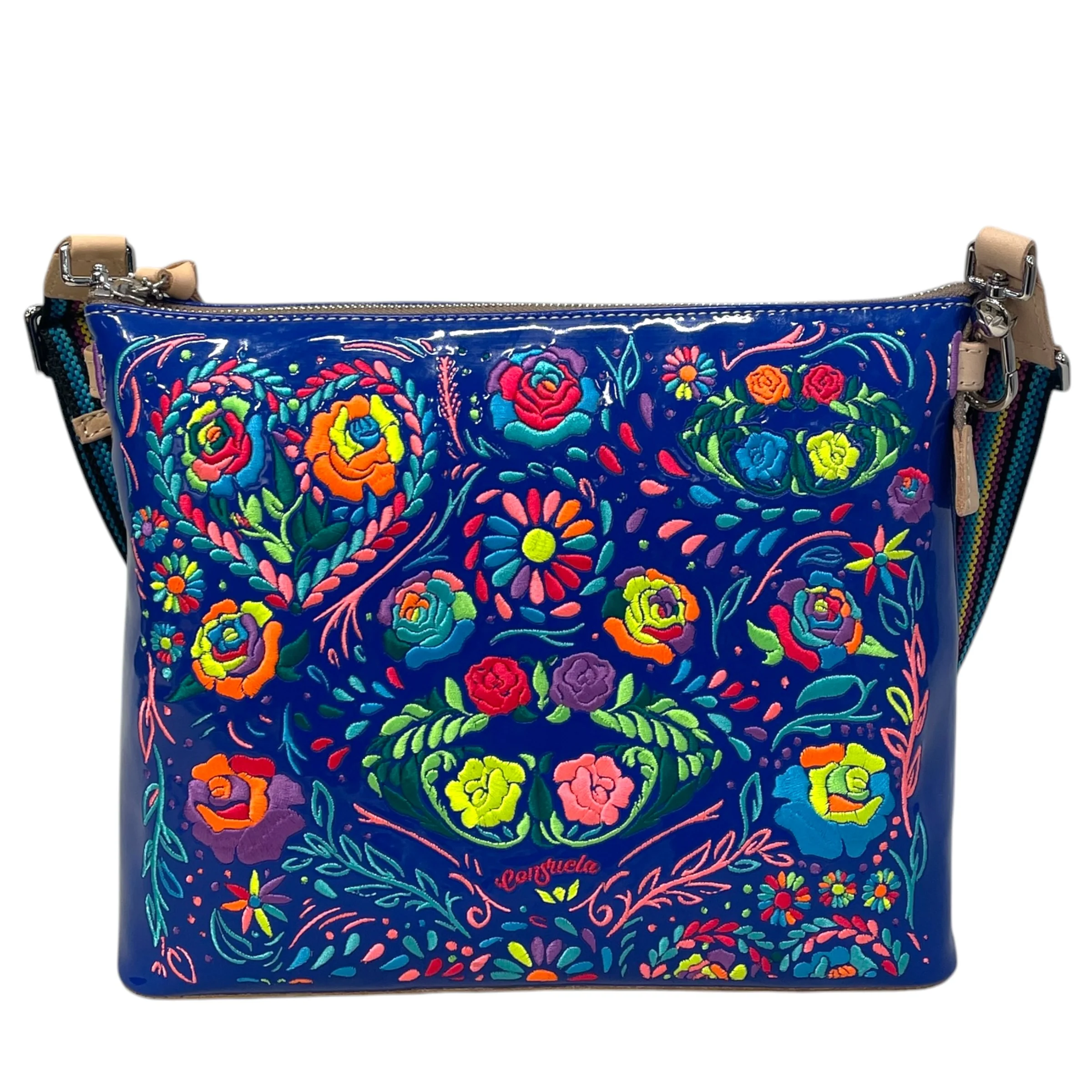 Consuela/Cross Body Bag/Floral Pattern/Leather/BLU/Dowtown Crossbody Mango