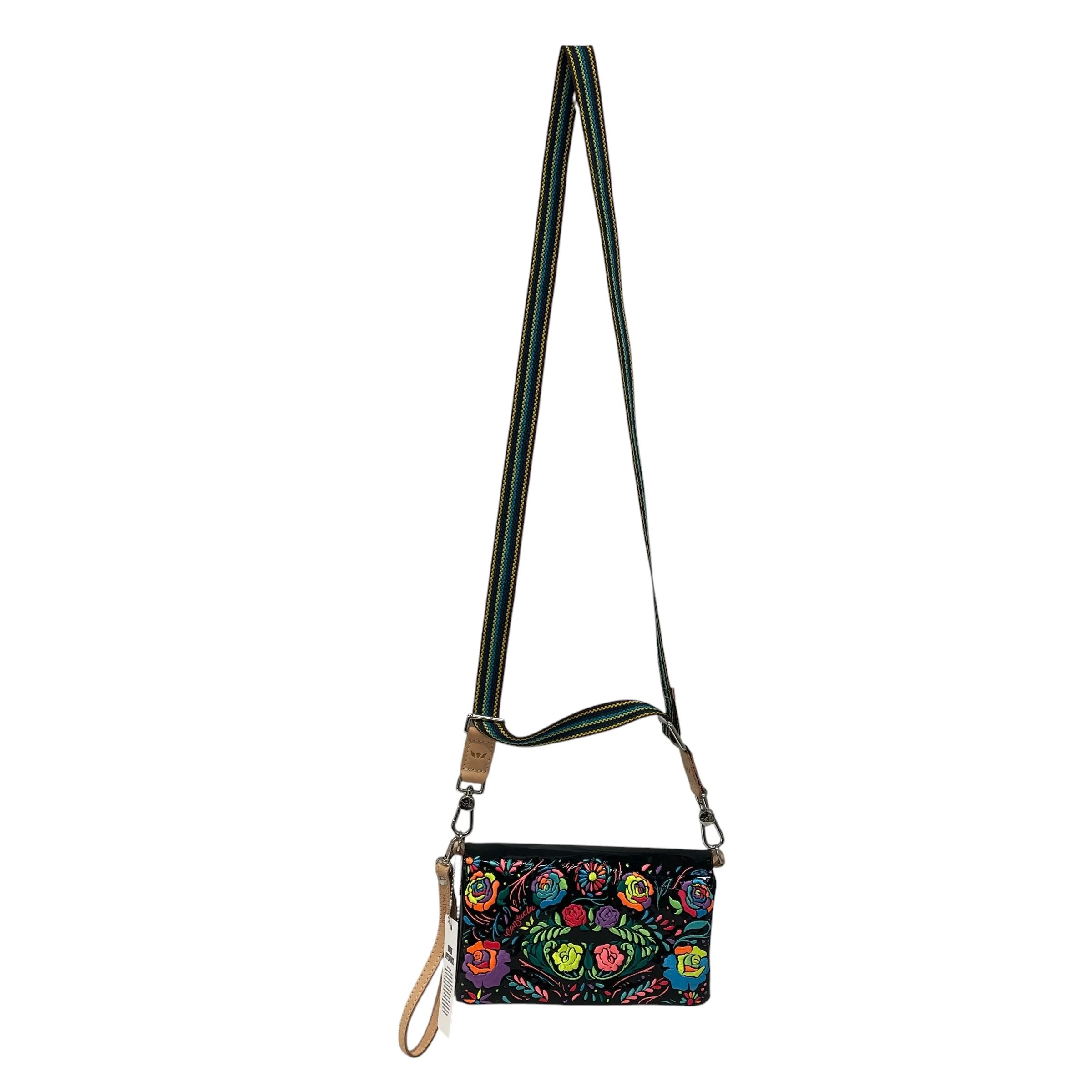 Consuela/Cross Body Bag/Floral Pattern/Leather/BLK/Rita