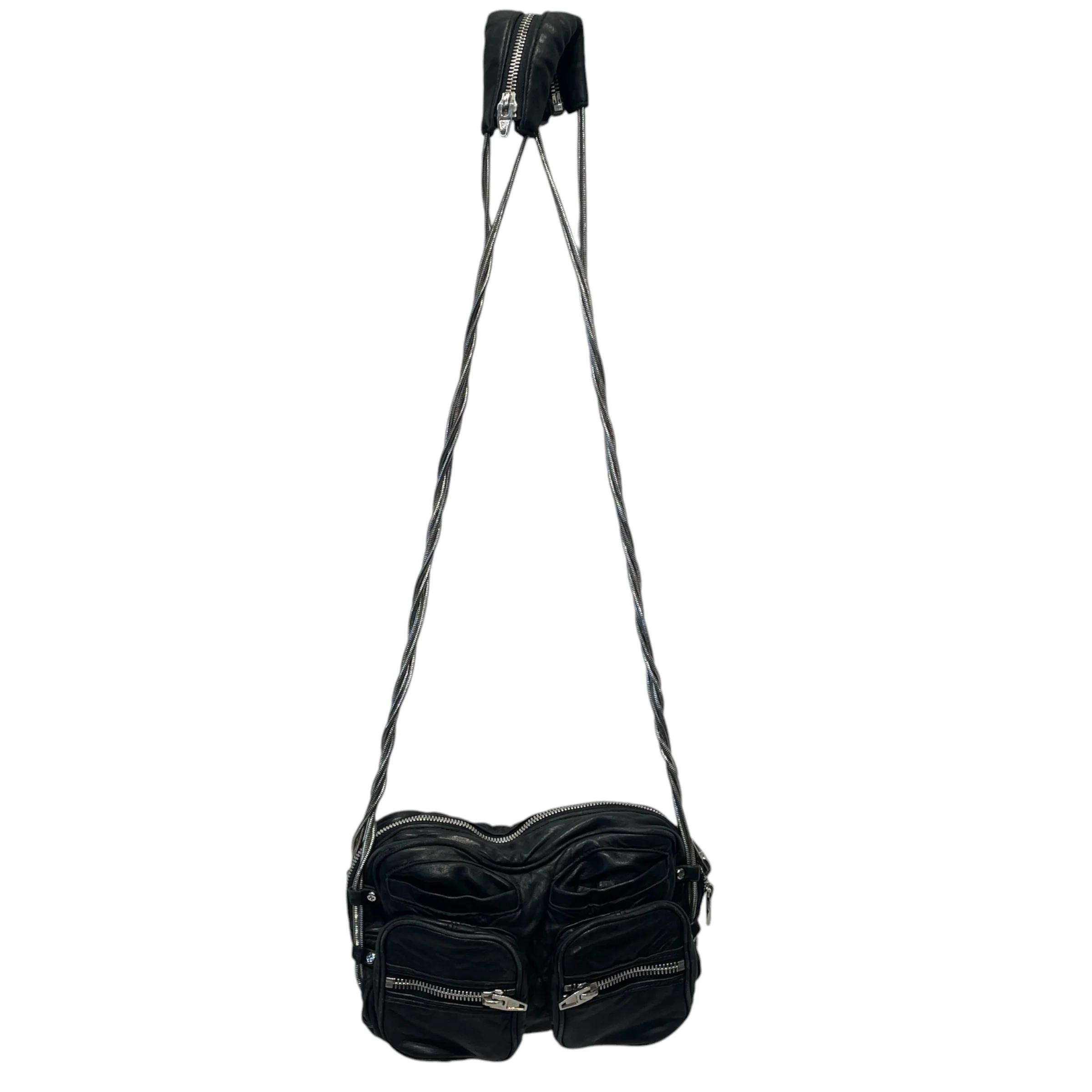 Alexander Wang/Cross Body Bag/Leather/BLK/SILVER CHAIN STRAP