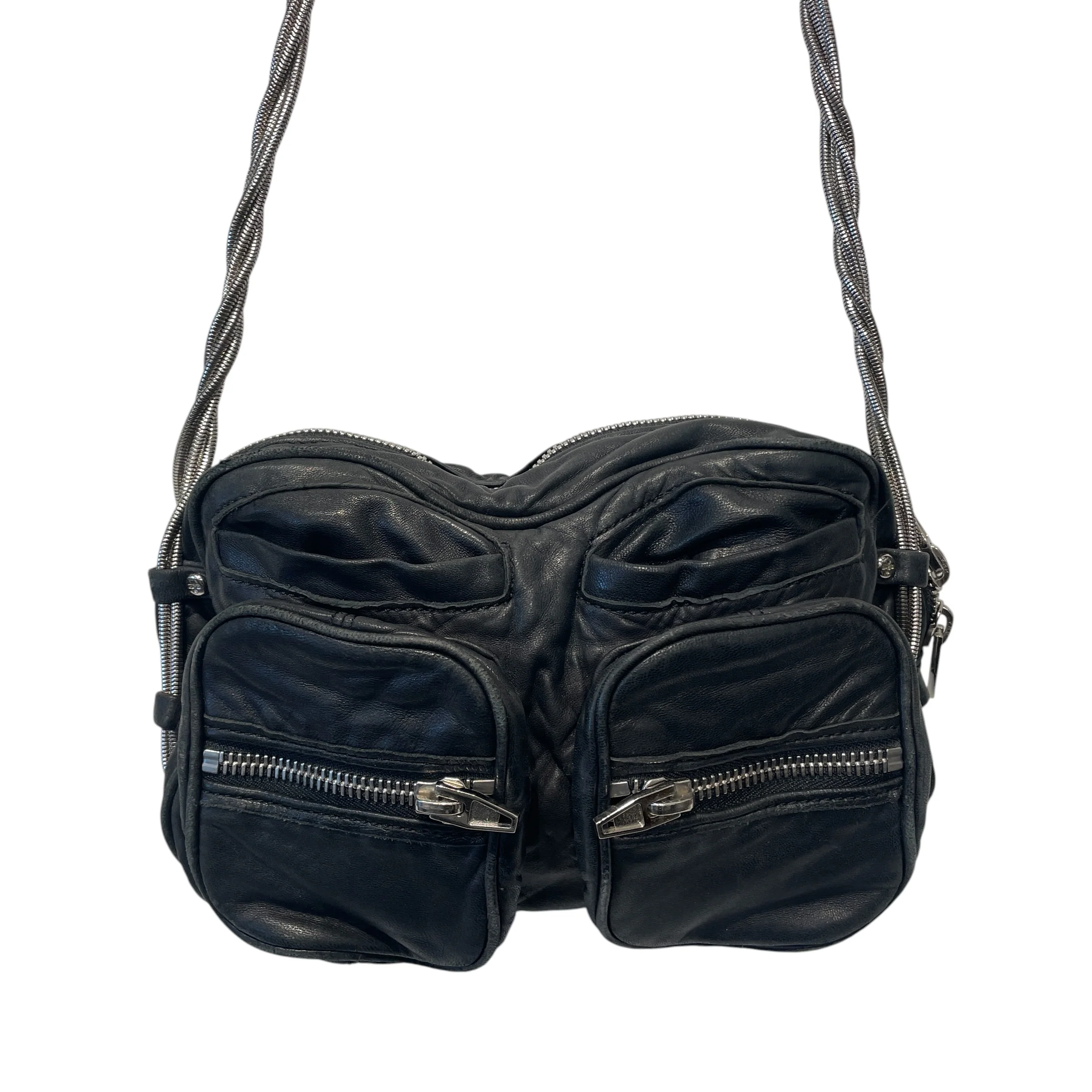 Alexander Wang/Cross Body Bag/Leather/BLK/SILVER CHAIN STRAP
