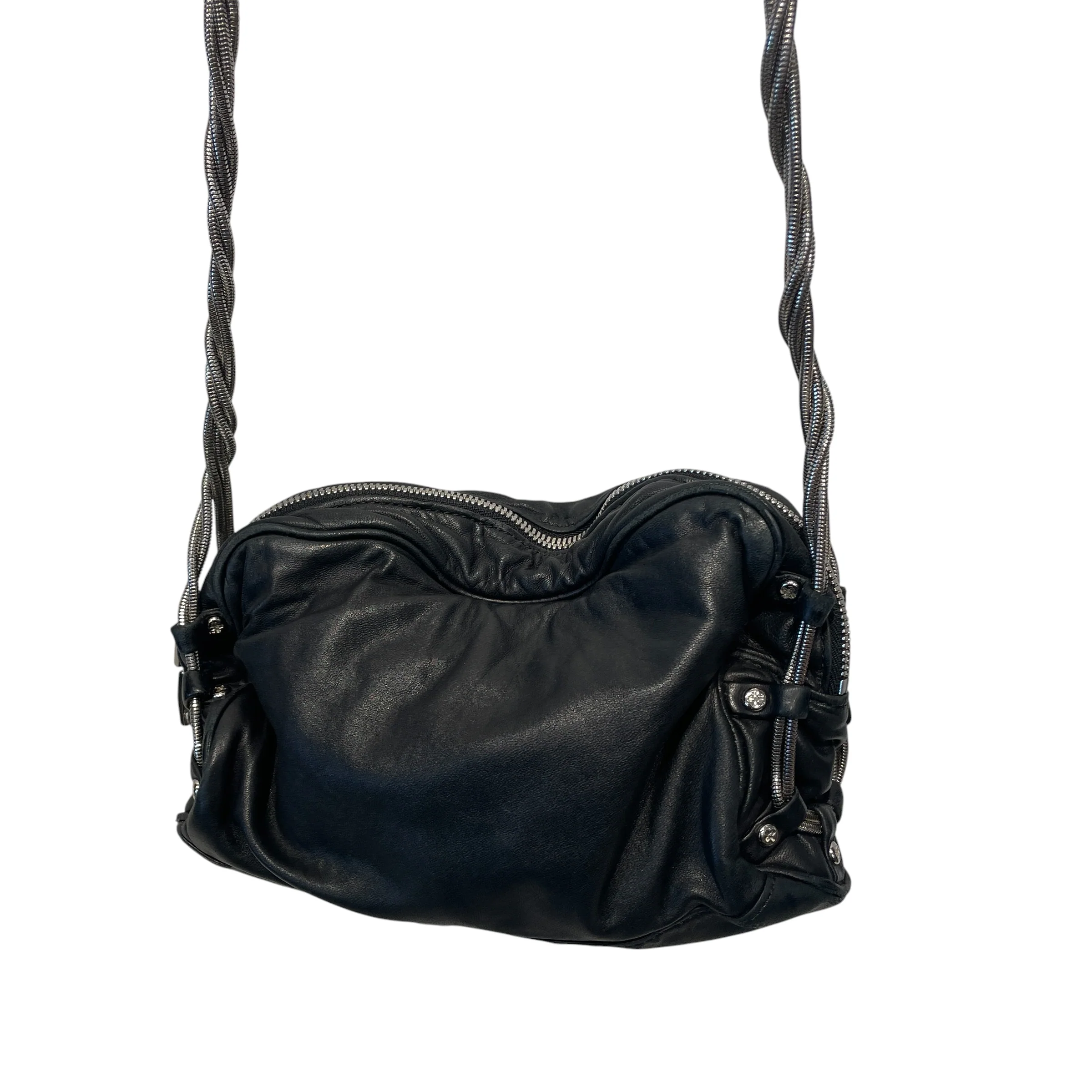 Alexander Wang/Cross Body Bag/Leather/BLK/SILVER CHAIN STRAP