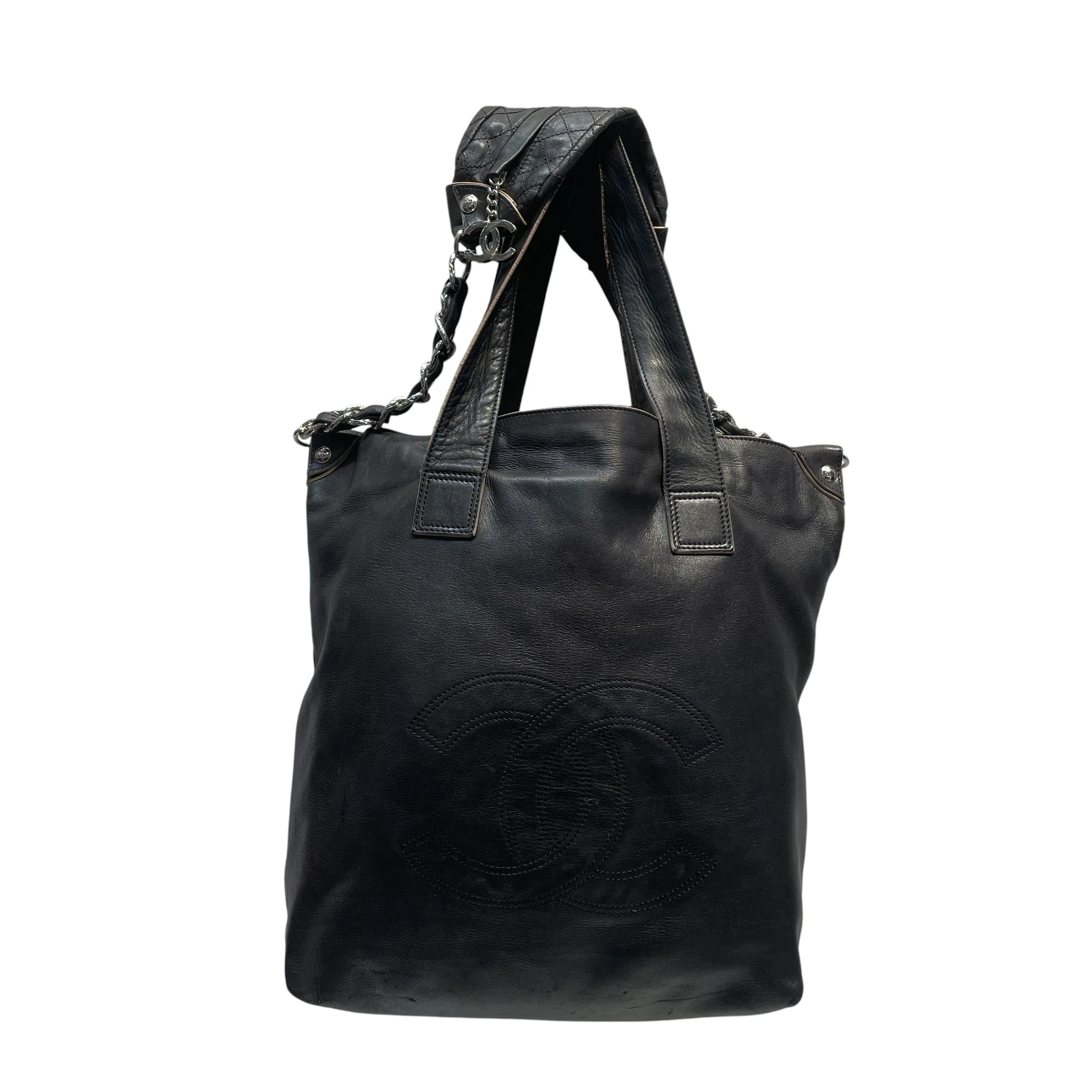 CHANEL/Tote Bag/Lambskin/BLK/EDGY LARGE ZIP-UP TOTE