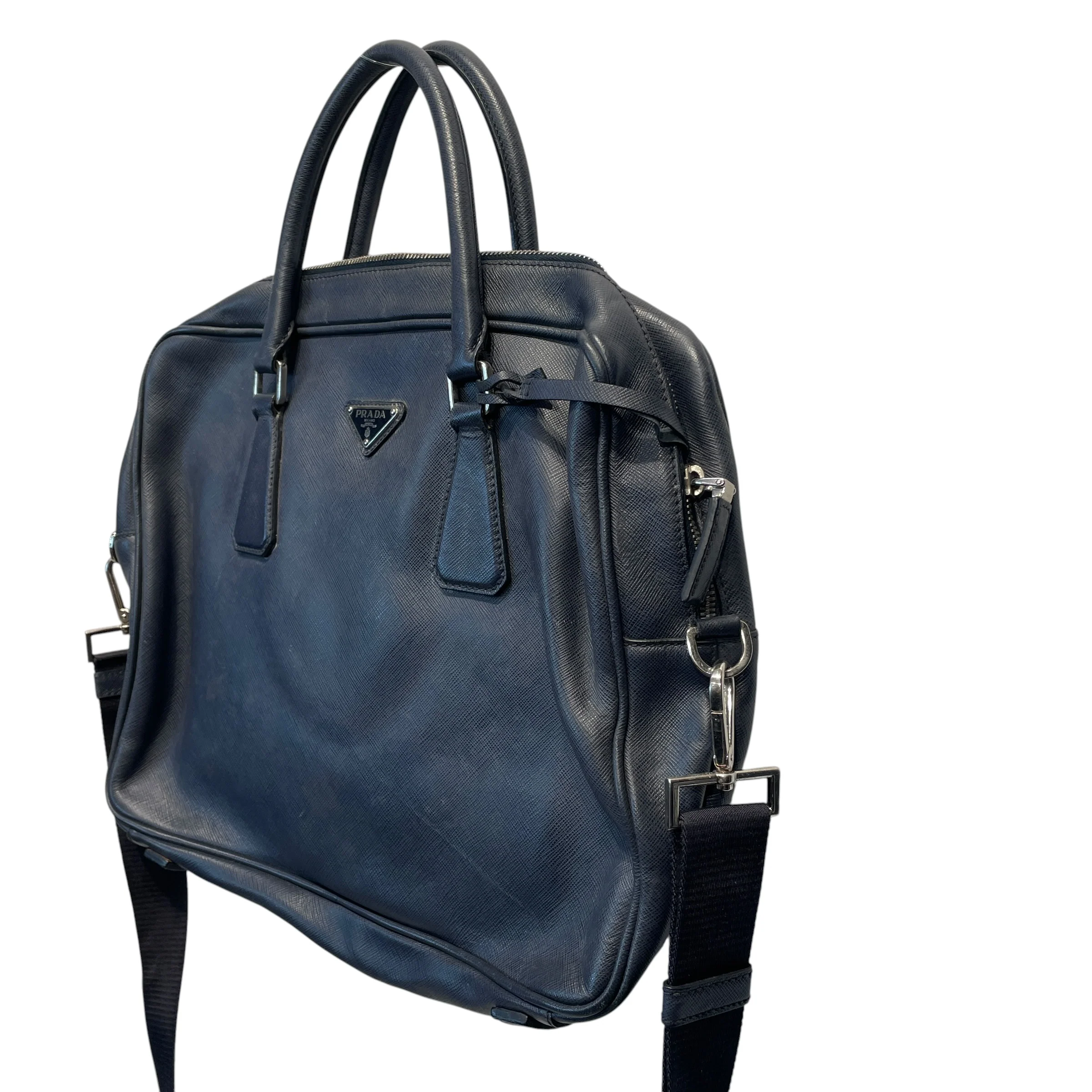 PRADA/Bag/Leather/NVY/STAFFIANO TRAVEL LEATHER