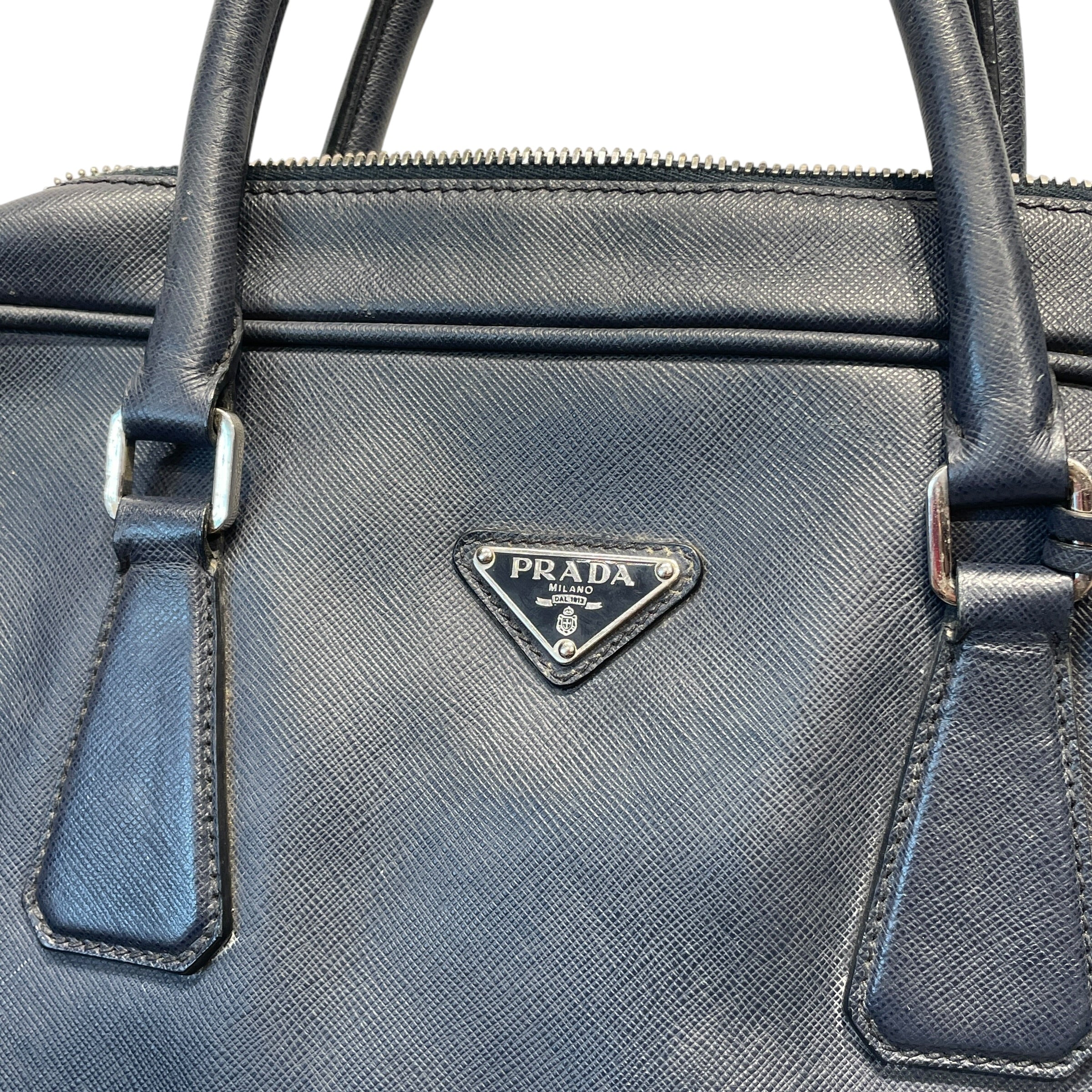PRADA/Bag/Leather/NVY/STAFFIANO TRAVEL LEATHER