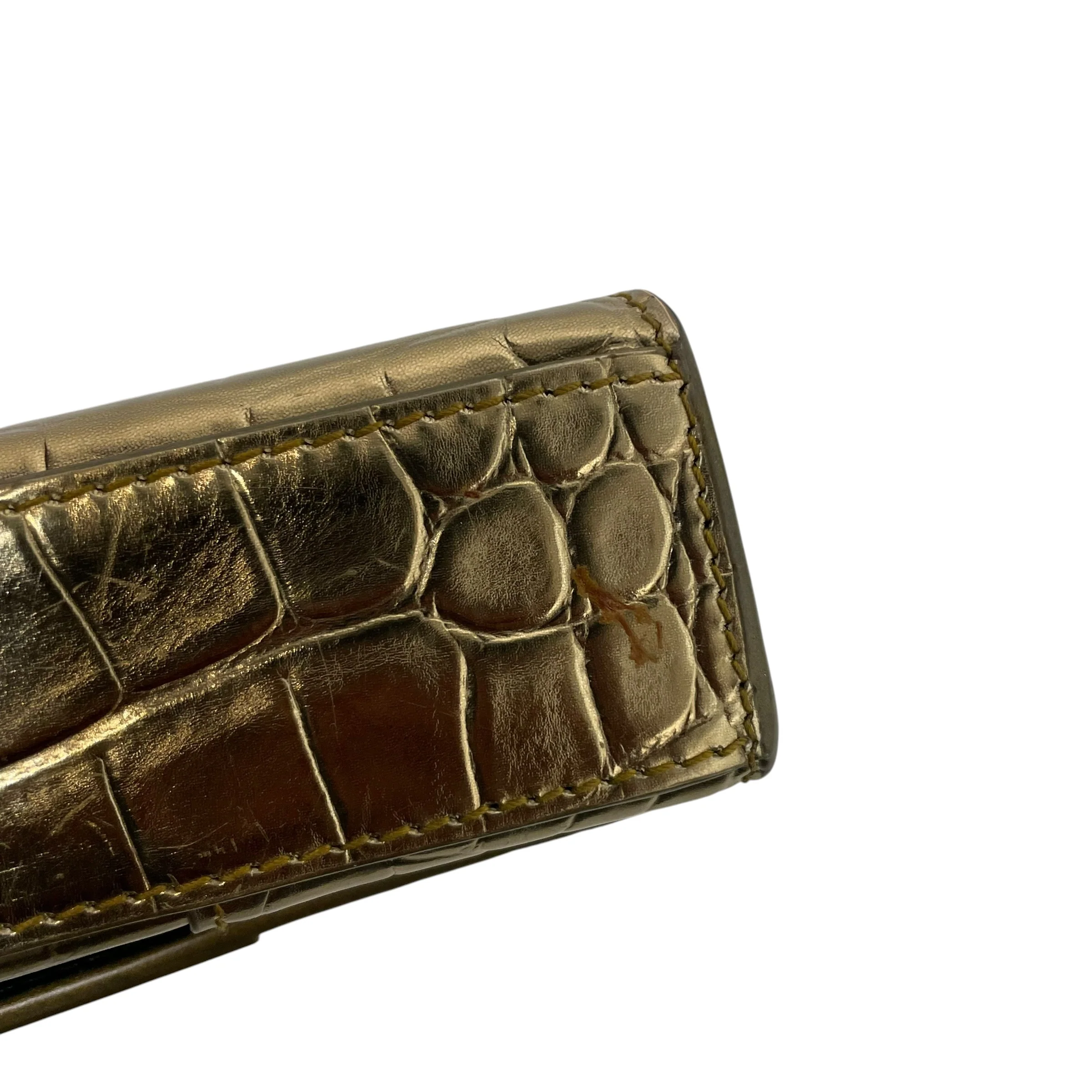 BALENCIAGA/Cross Body Bag/Leather/GLD/hourglass croc