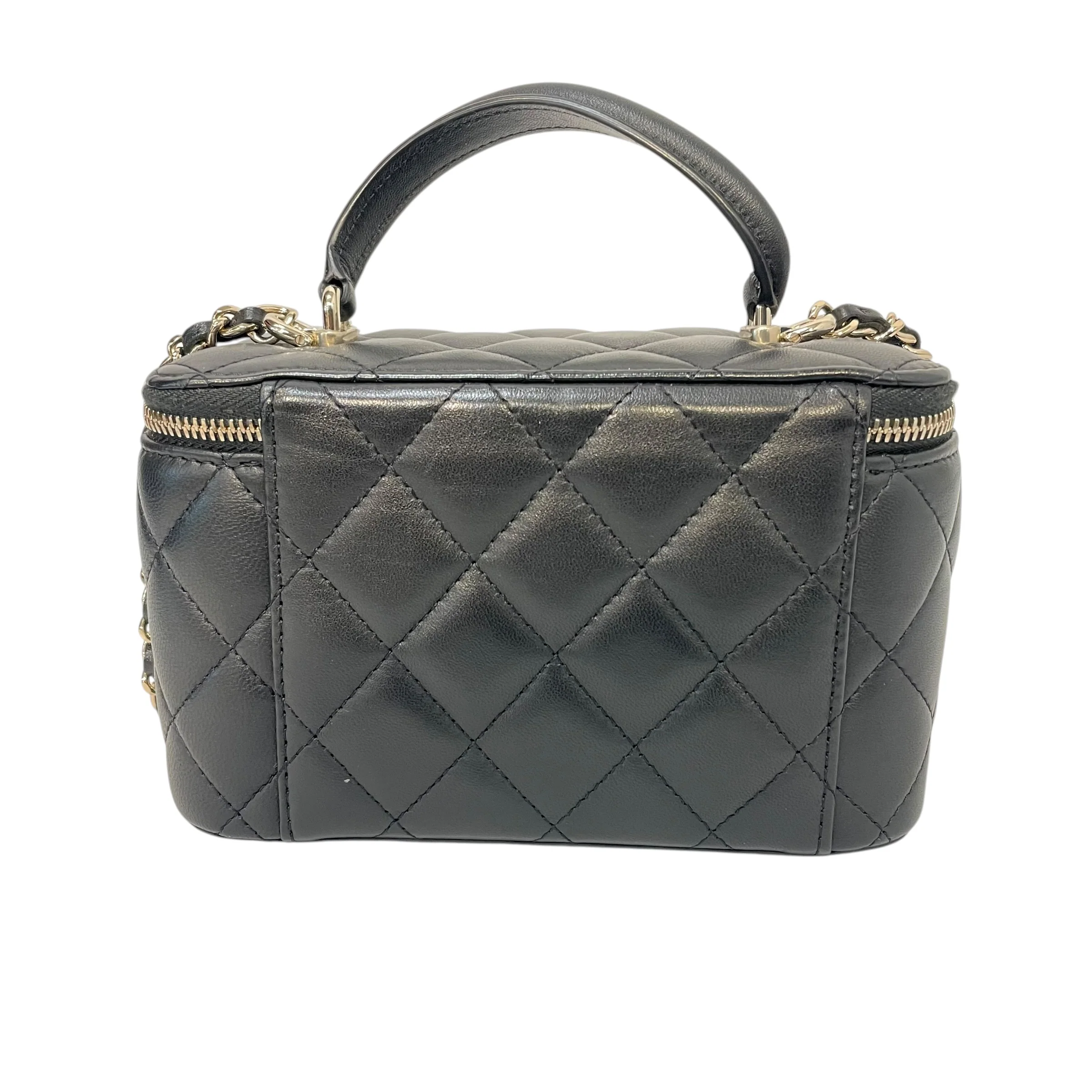 CHANEL/Pouch/Leather/BLK/quilted vanity case crosschain