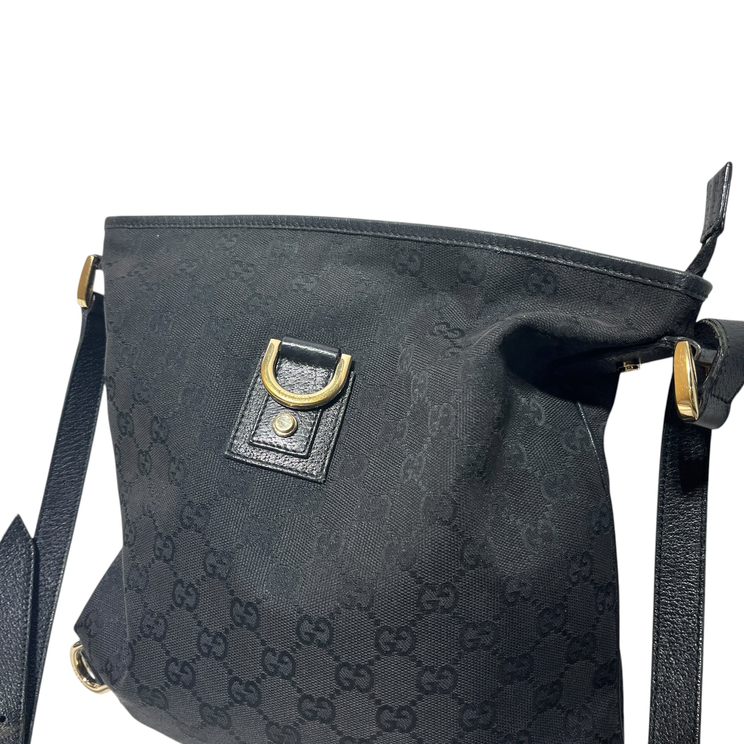 GUCCI/Hand Bag/Monogram/Cotton/BLK/Canvas Abbey D Ring Shoulder