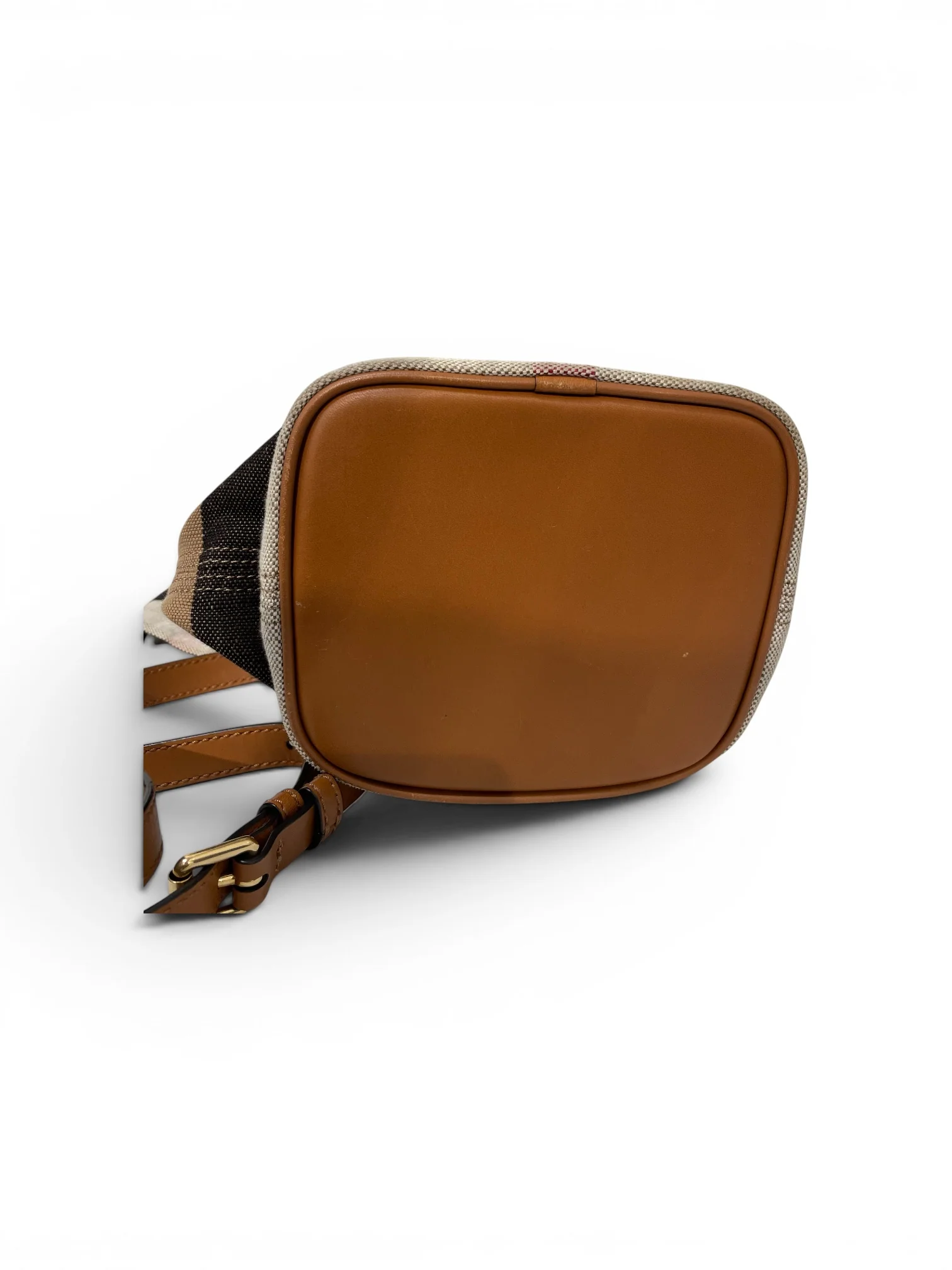 BURBERRY/Cross Body Bag/Plaid/Cotton/BRW/MINI ASHBY CHECK BUCKET BAG