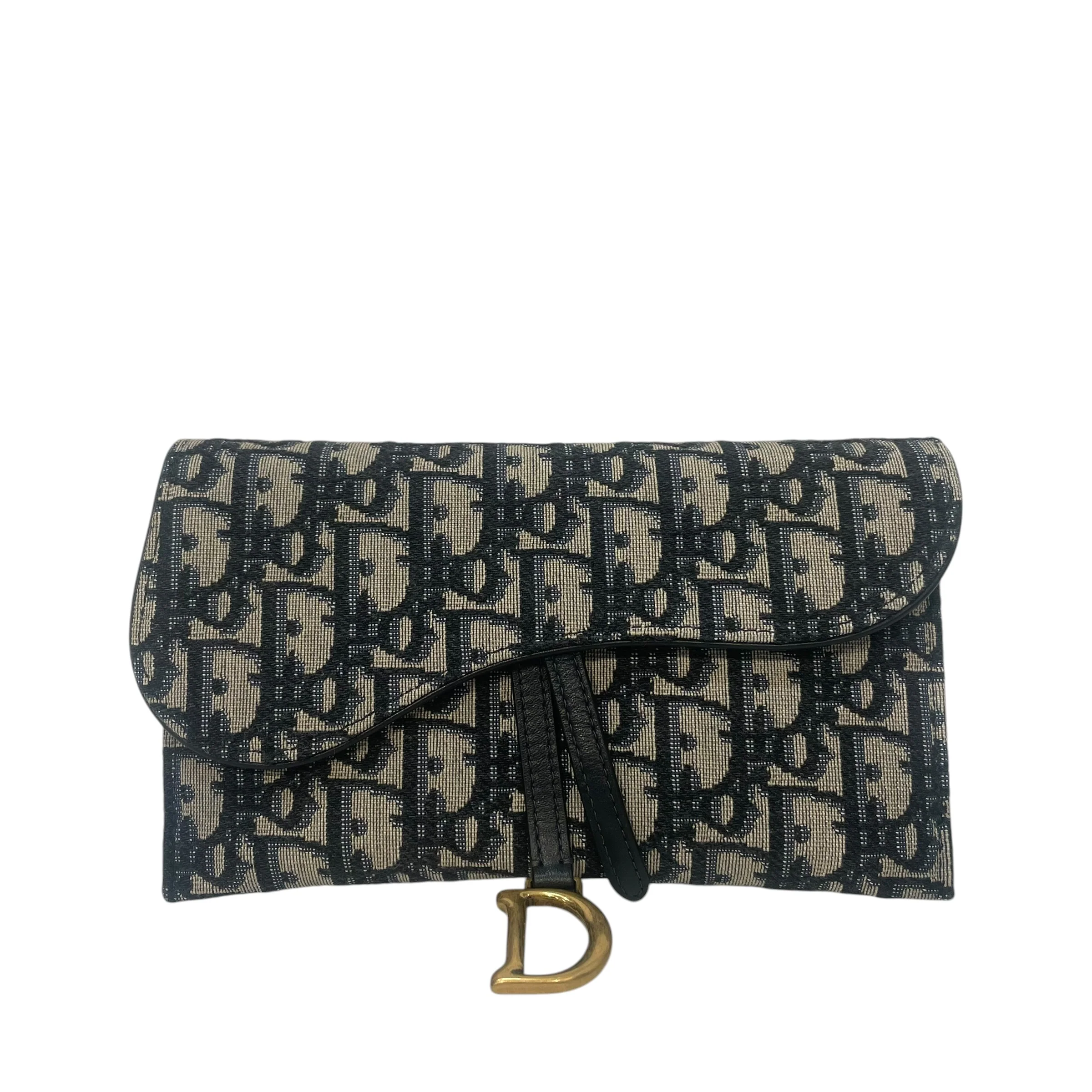 Christian Dior/Pouch/Monogram/Cotton/BLU/oblique jacquard wallet