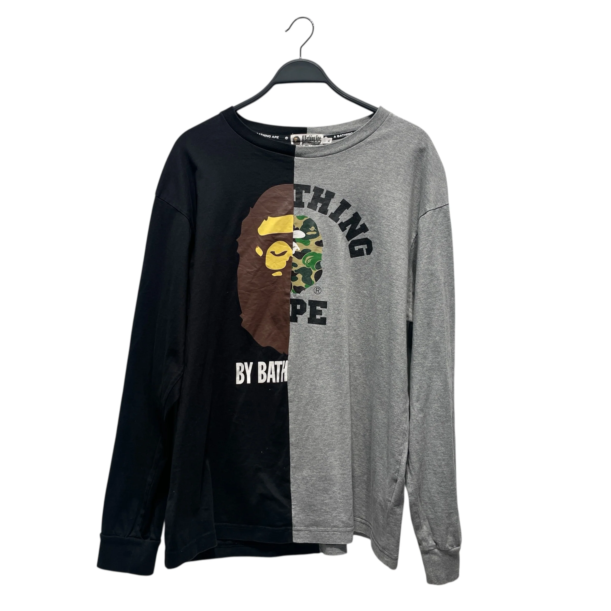 A BATHING APE/LS T-Shirt/XL/Cotton/GRY/All Over Print/