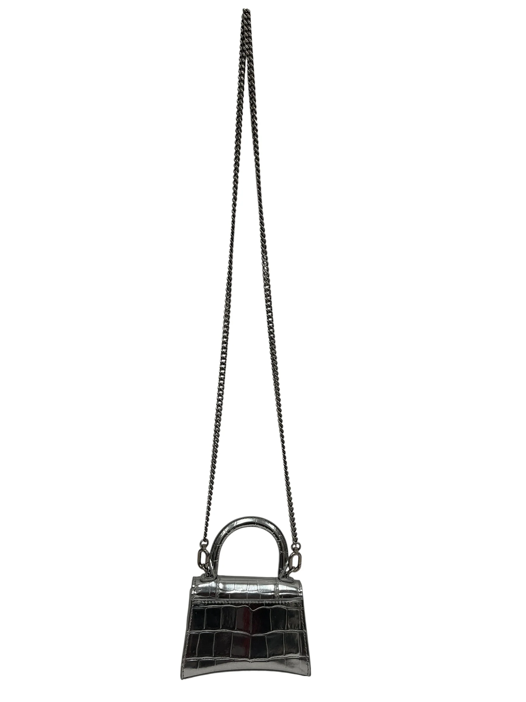 BALENCIAGA/Cross Body Bag/Leather/SLV/PATENT HOURGLASS MINI