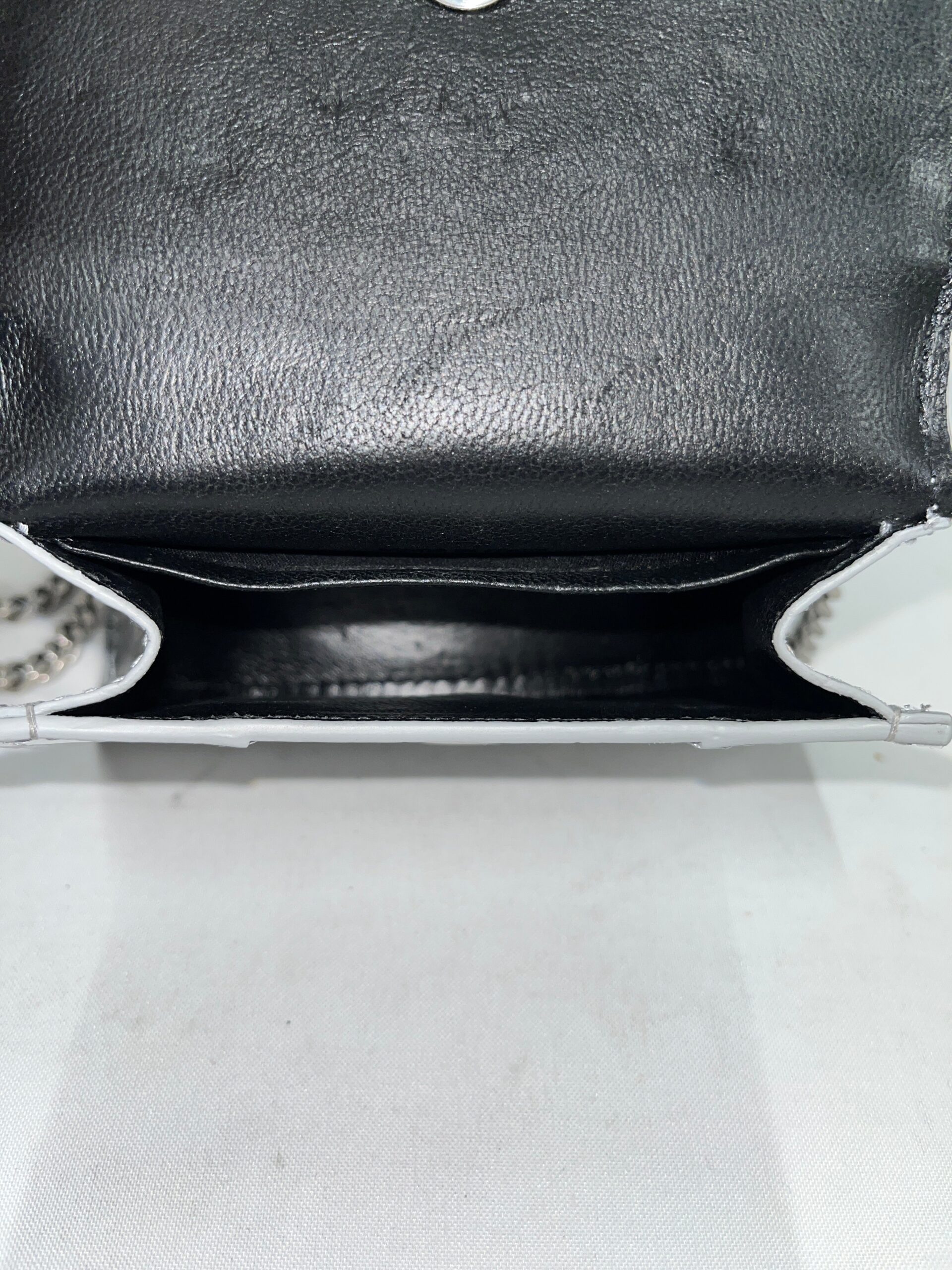 BALENCIAGA/Cross Body Bag/Leather/SLV/PATENT HOURGLASS MINI
