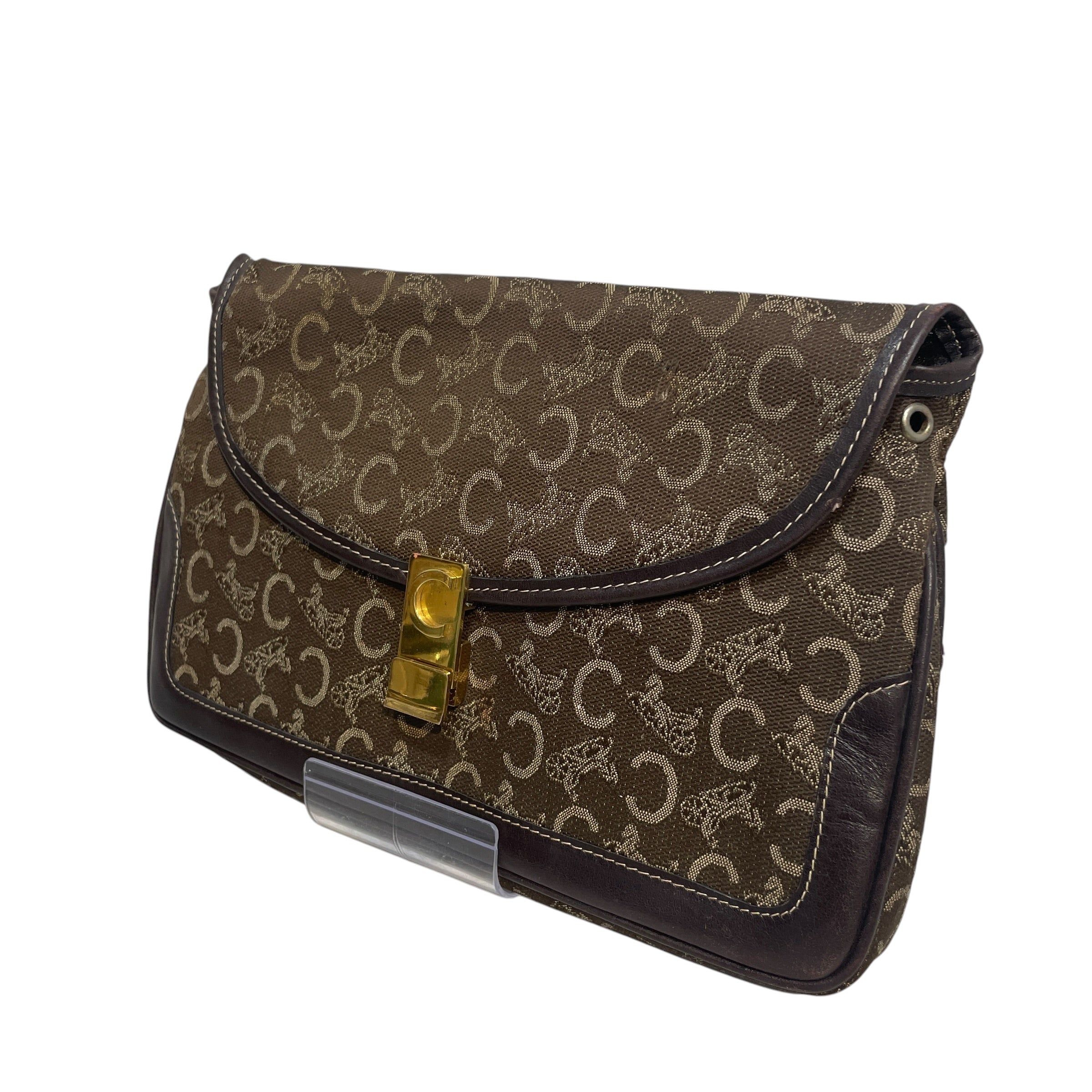 CELINE/Clutch Bag/Monogram/Cotton/BRW/Sulky Canvas Shoulder Bag
