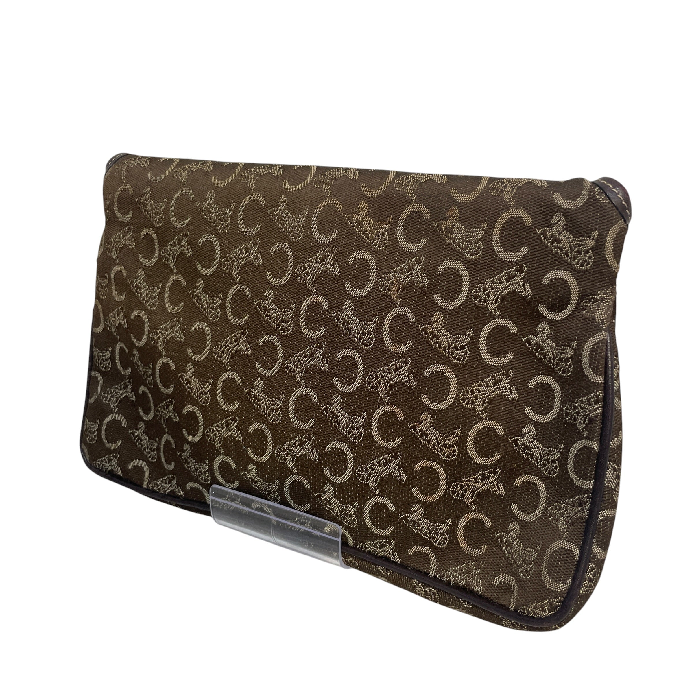 CELINE/Clutch Bag/Monogram/Cotton/BRW/Sulky Canvas Shoulder Bag