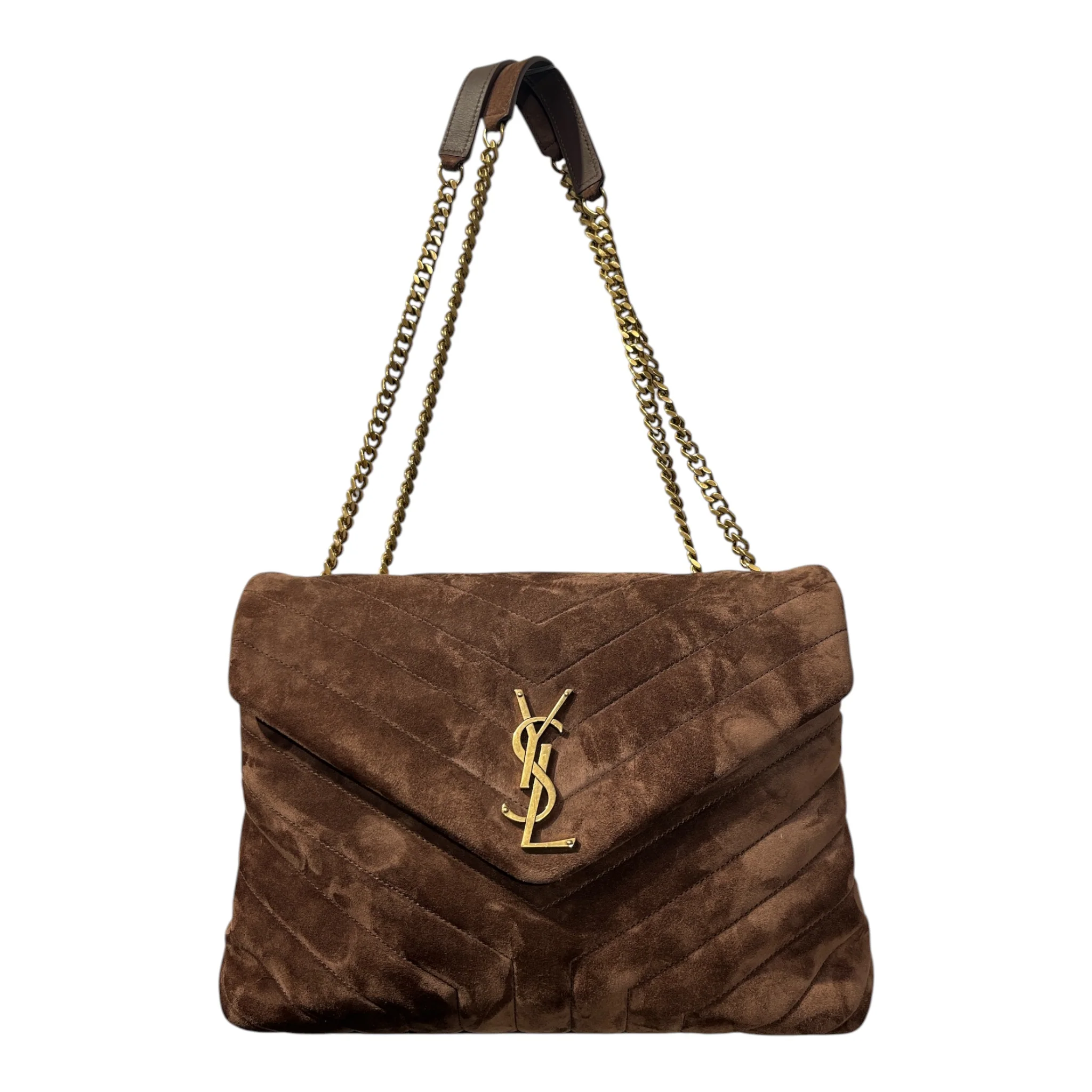 YVES SAINT LAURENT/Hand Bag/Suede/BRW/LOULOU