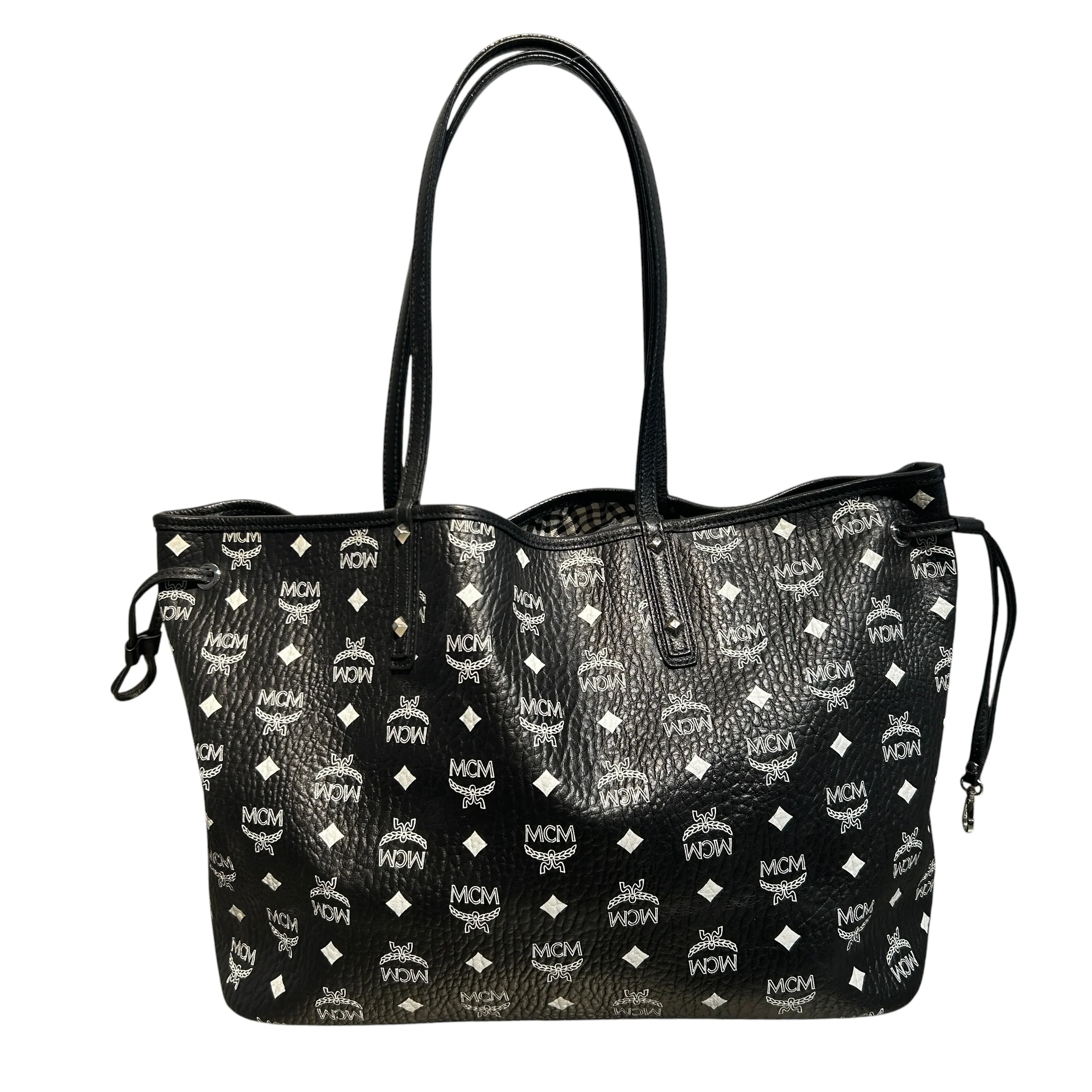 MCM/Tote Bag/Monogram/Leather/BLK/Reversible Totebag with Pouch