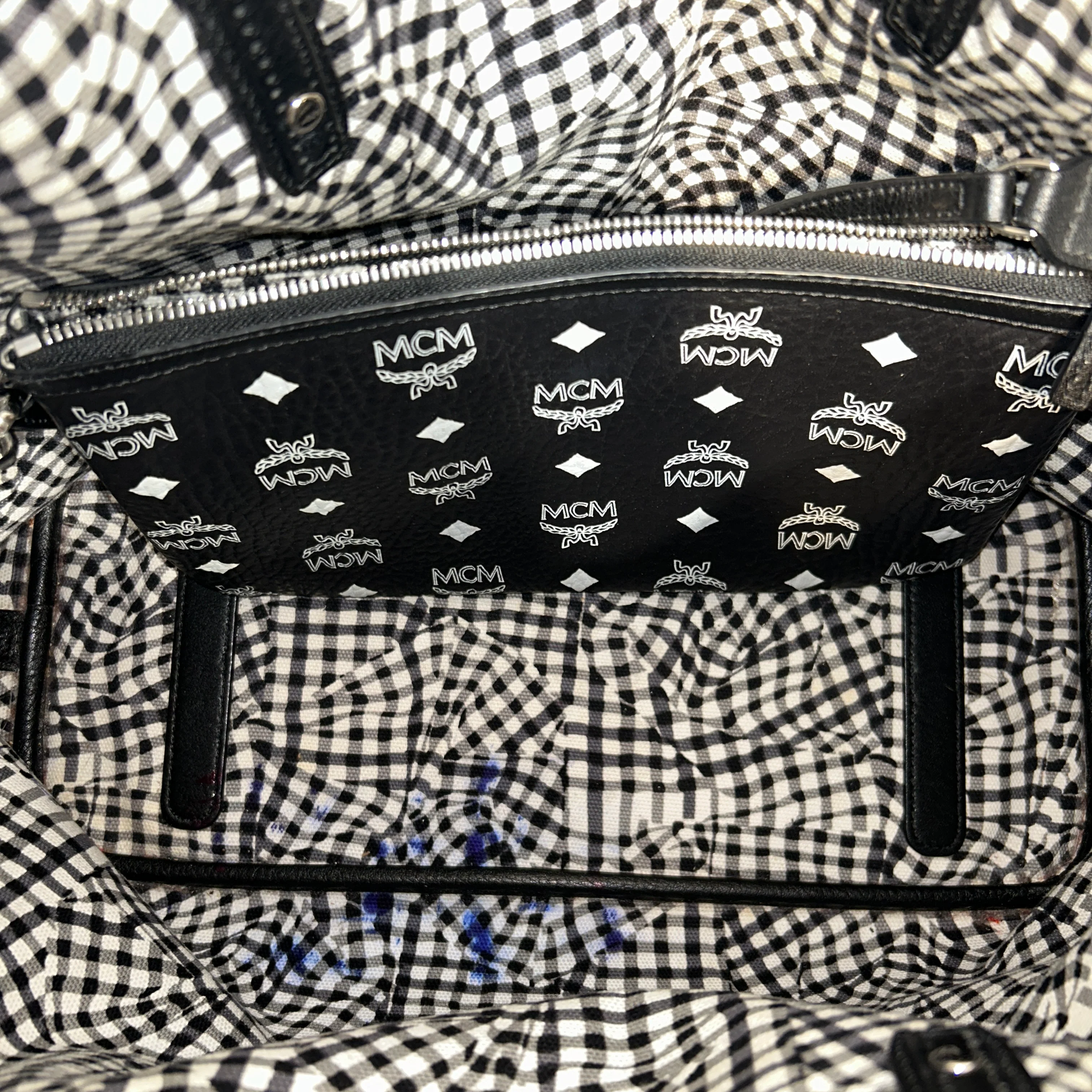 MCM/Tote Bag/Monogram/Leather/BLK/Reversible Totebag with Pouch